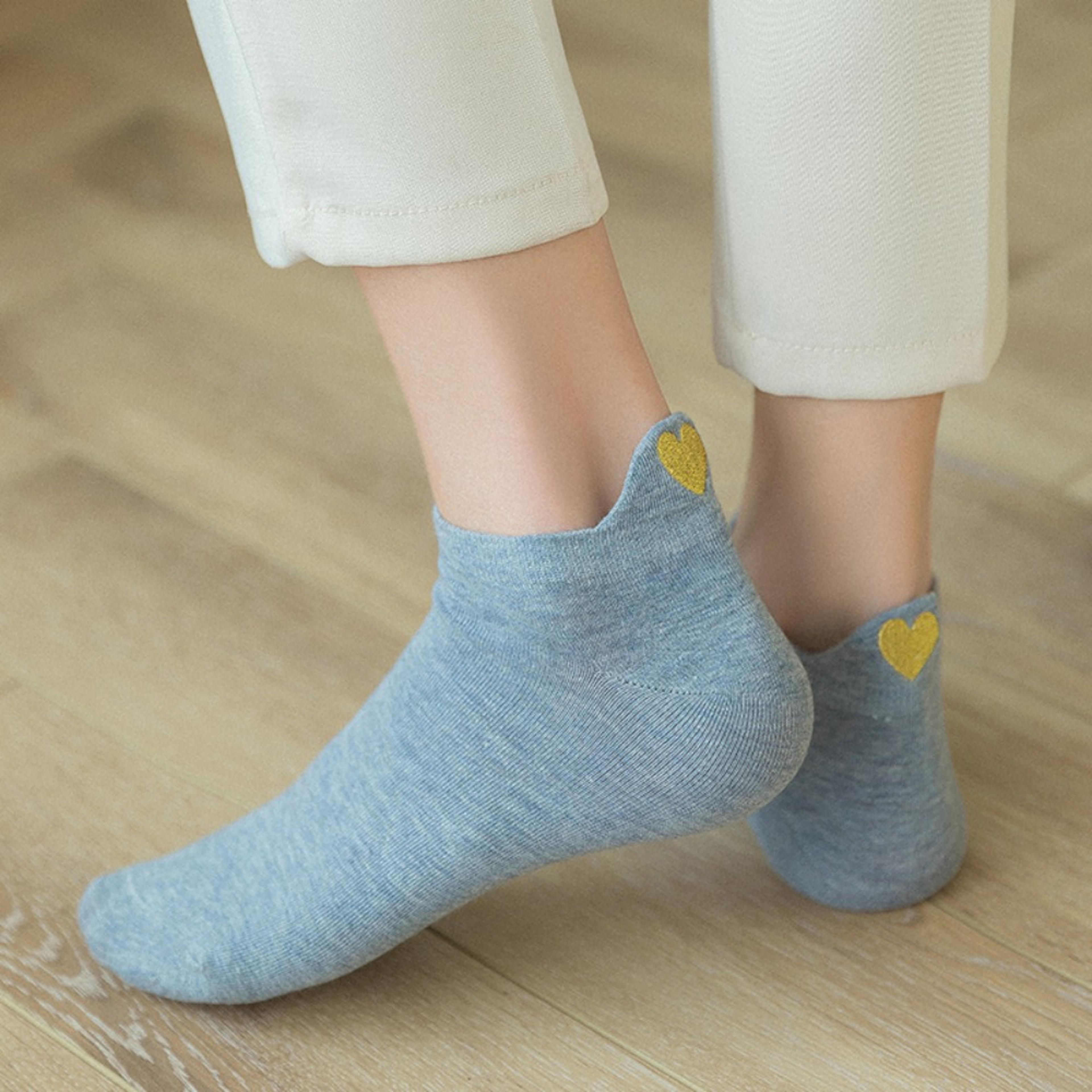 shallow mouth boat socks, cute funny compression anklet cotton socks for women, new love embroidery design, comfortable