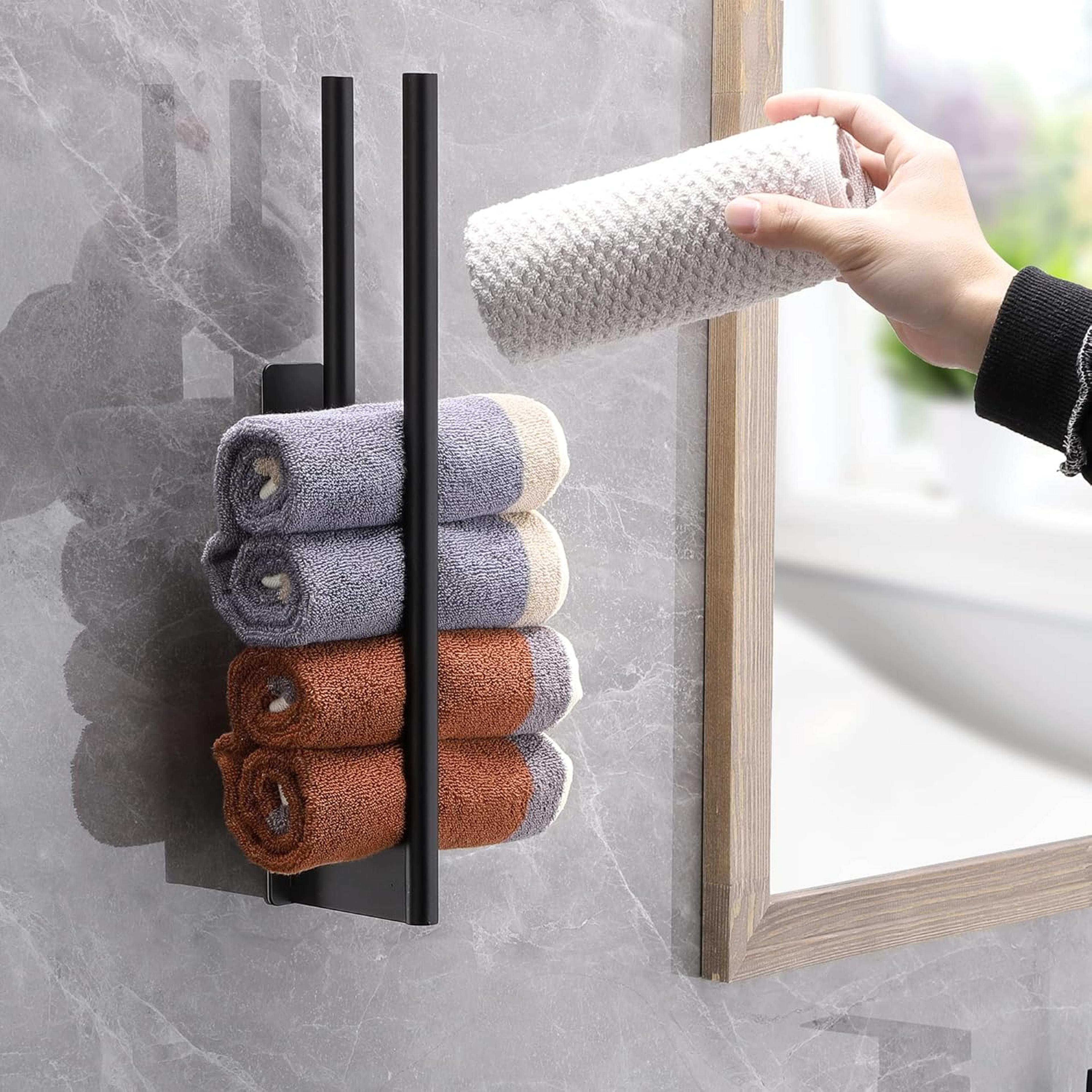 stainless steel towel rack, no drilling towel bar, self-adhesive bathroom holder, kitchen towel hand rack shelf