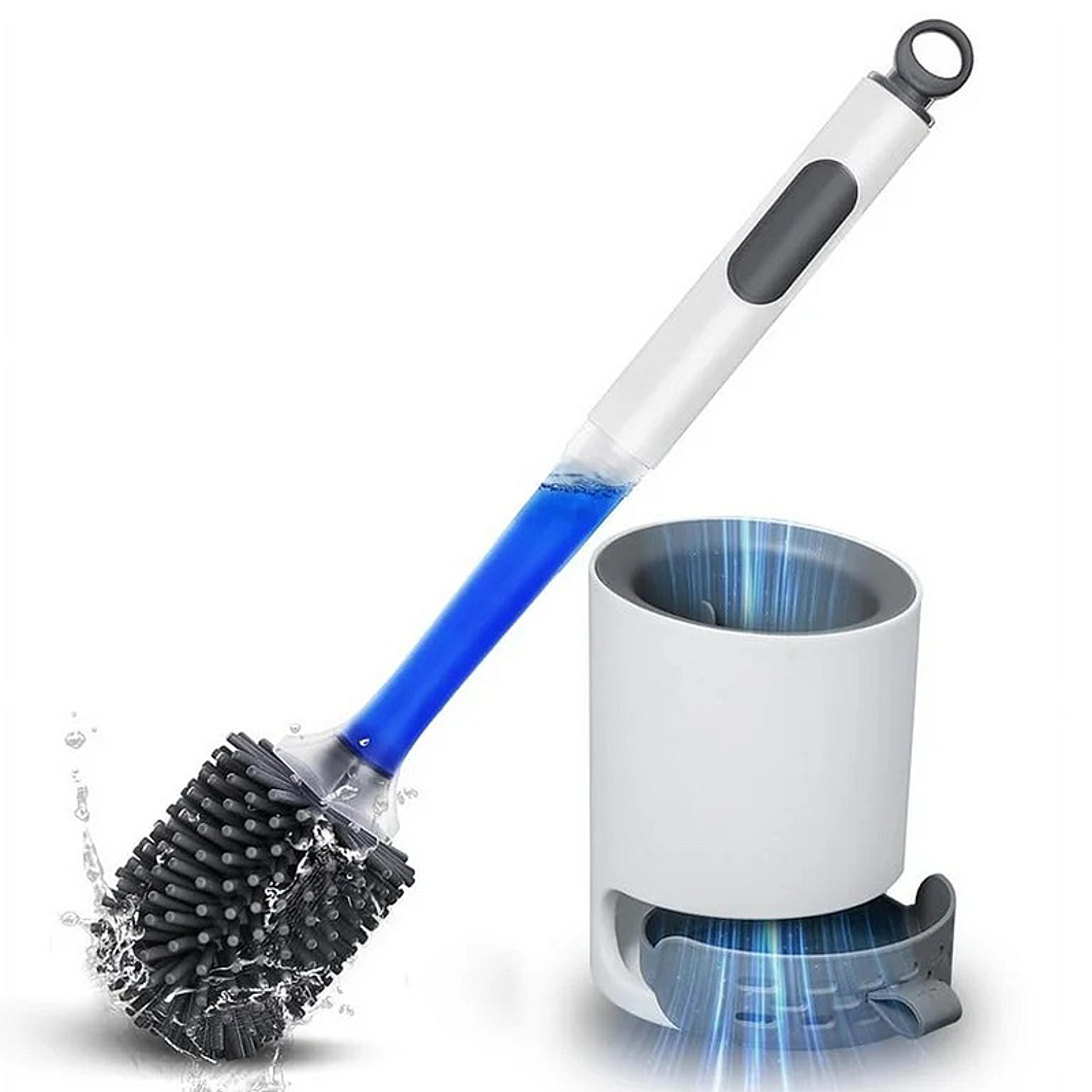 silicone toilet brush holder set, refillable handle dispenser, toilet cleaning brush bathroom accessories