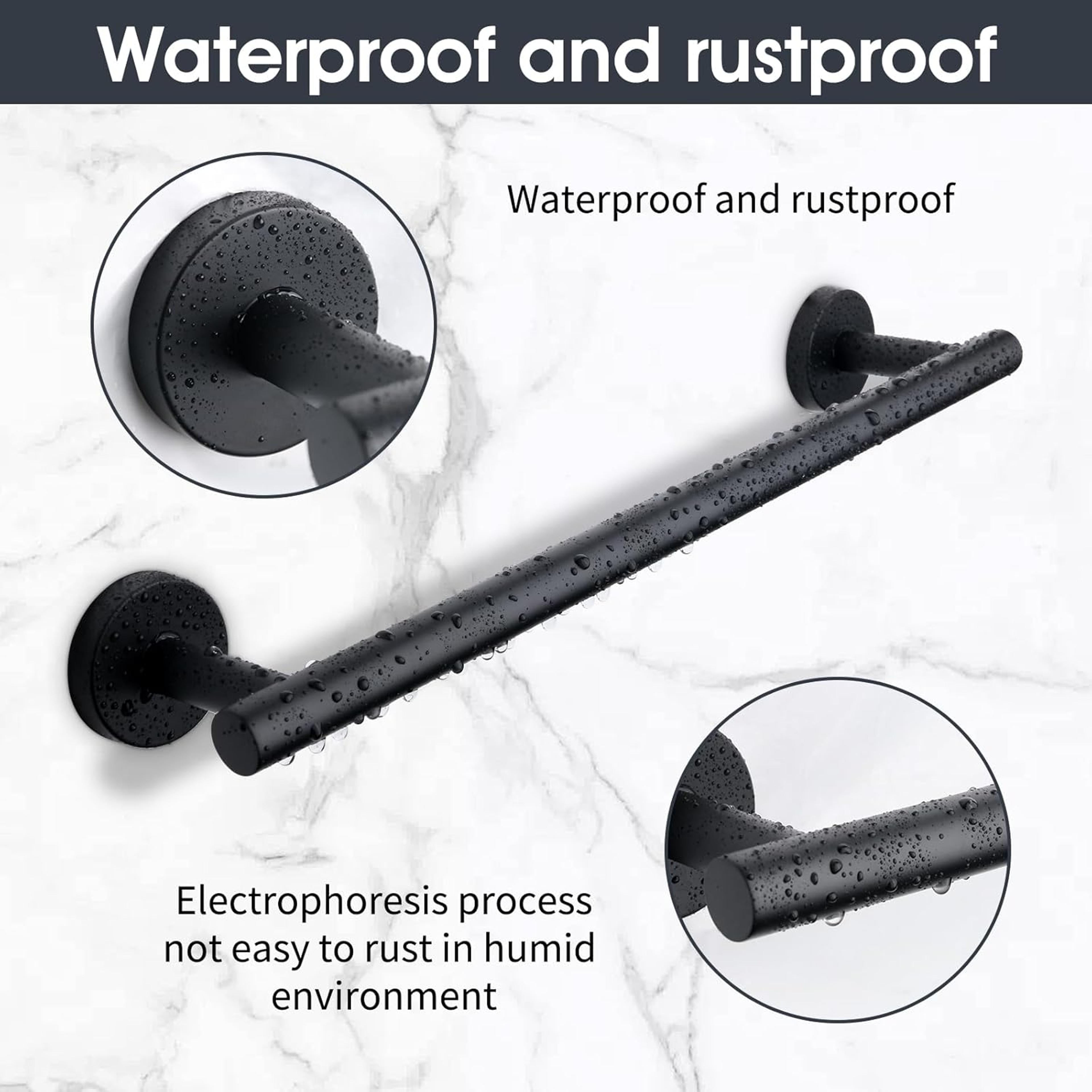 Matte Black Towel Bar Wall Mounted Stainless Steel Towel Holder Bathroom Towel Rack Modern Bath Acc