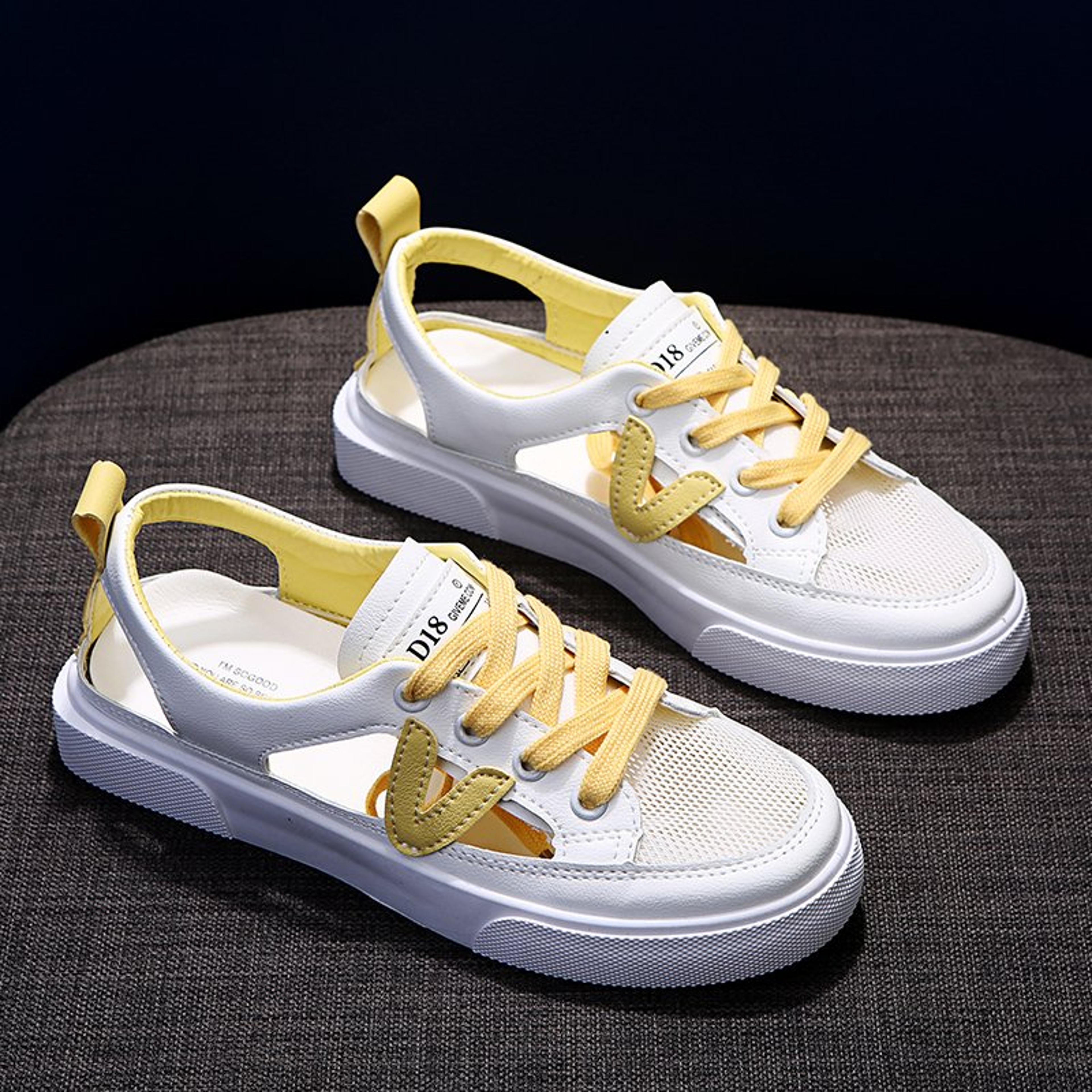 womens white casual shoes, fish-mouth sandals, metal decorative transparent mesh shoes, large zapatos para mujer