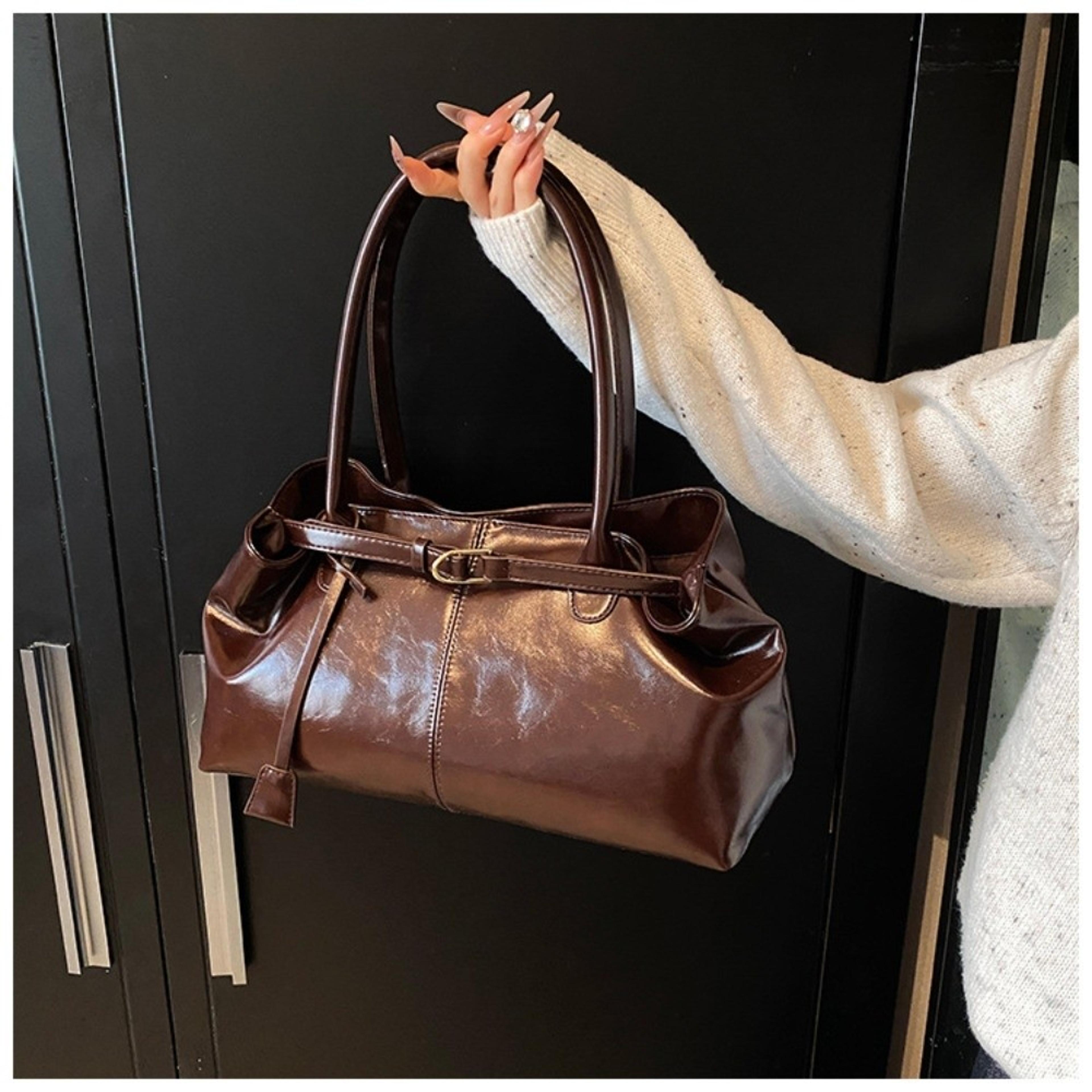 fashion new oil pu leather handbag, large capacity women shoulder bag, multifunctional tote underarm bag for women