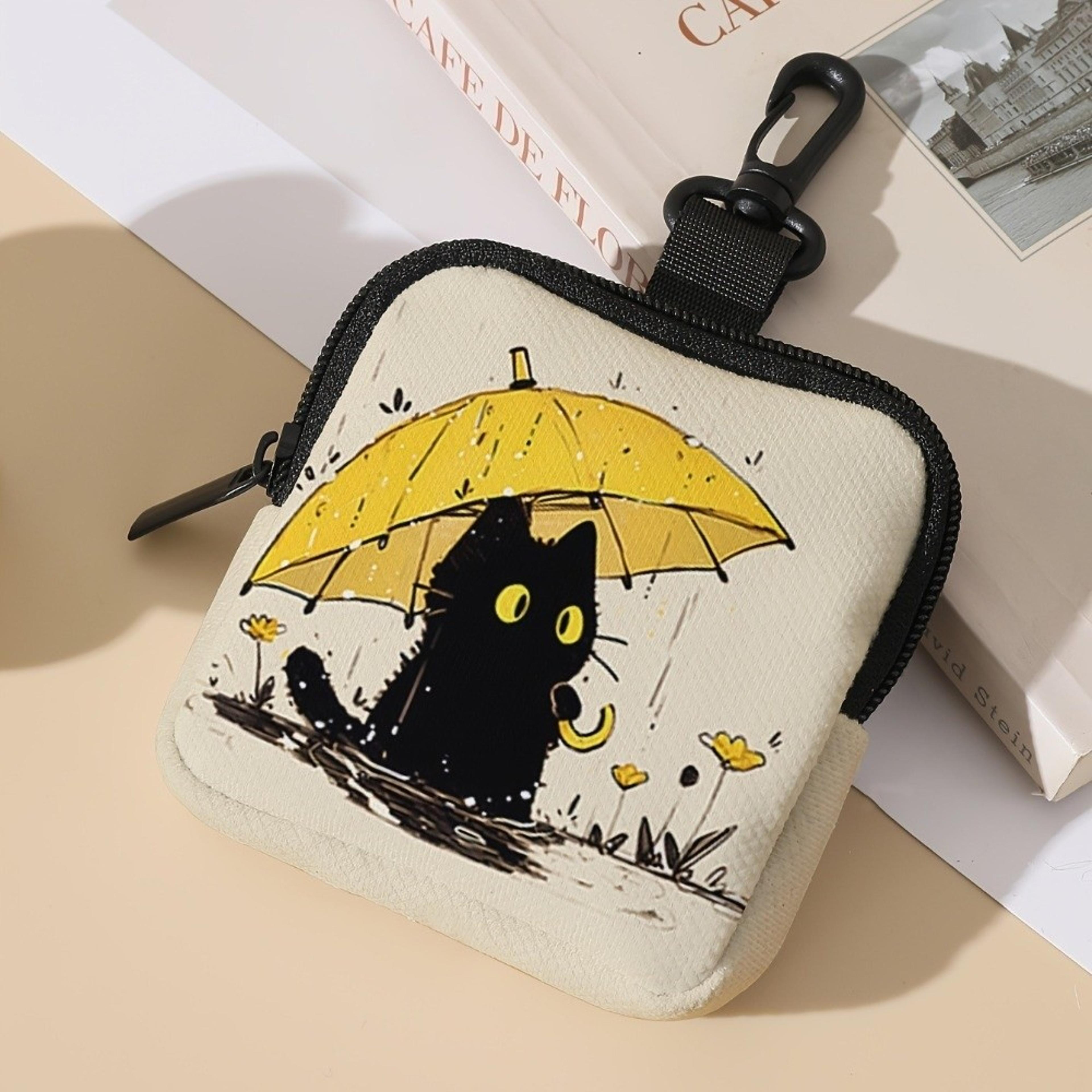 mini coin purse, cat print lightweight waterproof earphone bag, multiple styles artificial leather wallet, friends gift