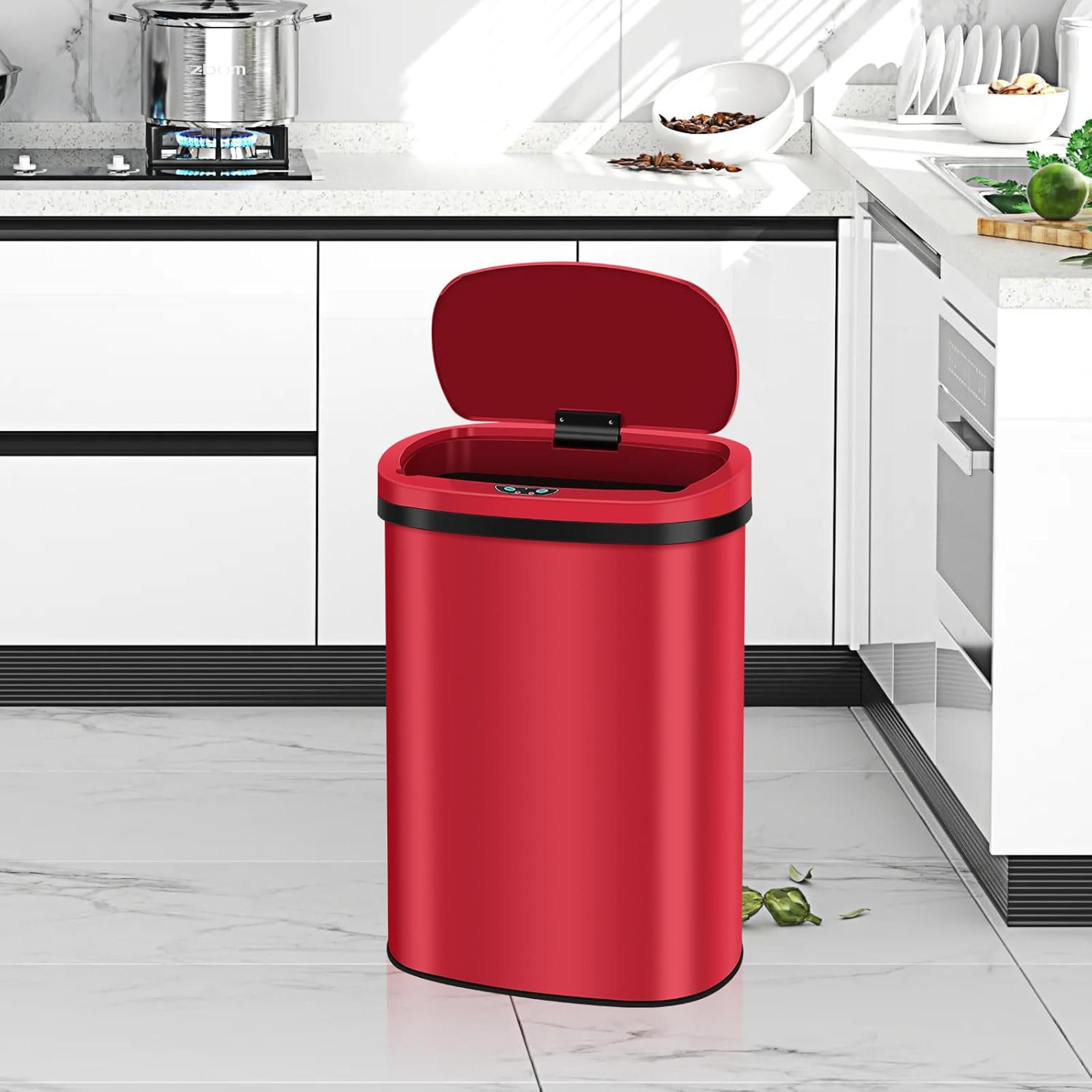stainless steel automatic sensor trash can, no touch garbage can, high-capacity kitchen waste bin