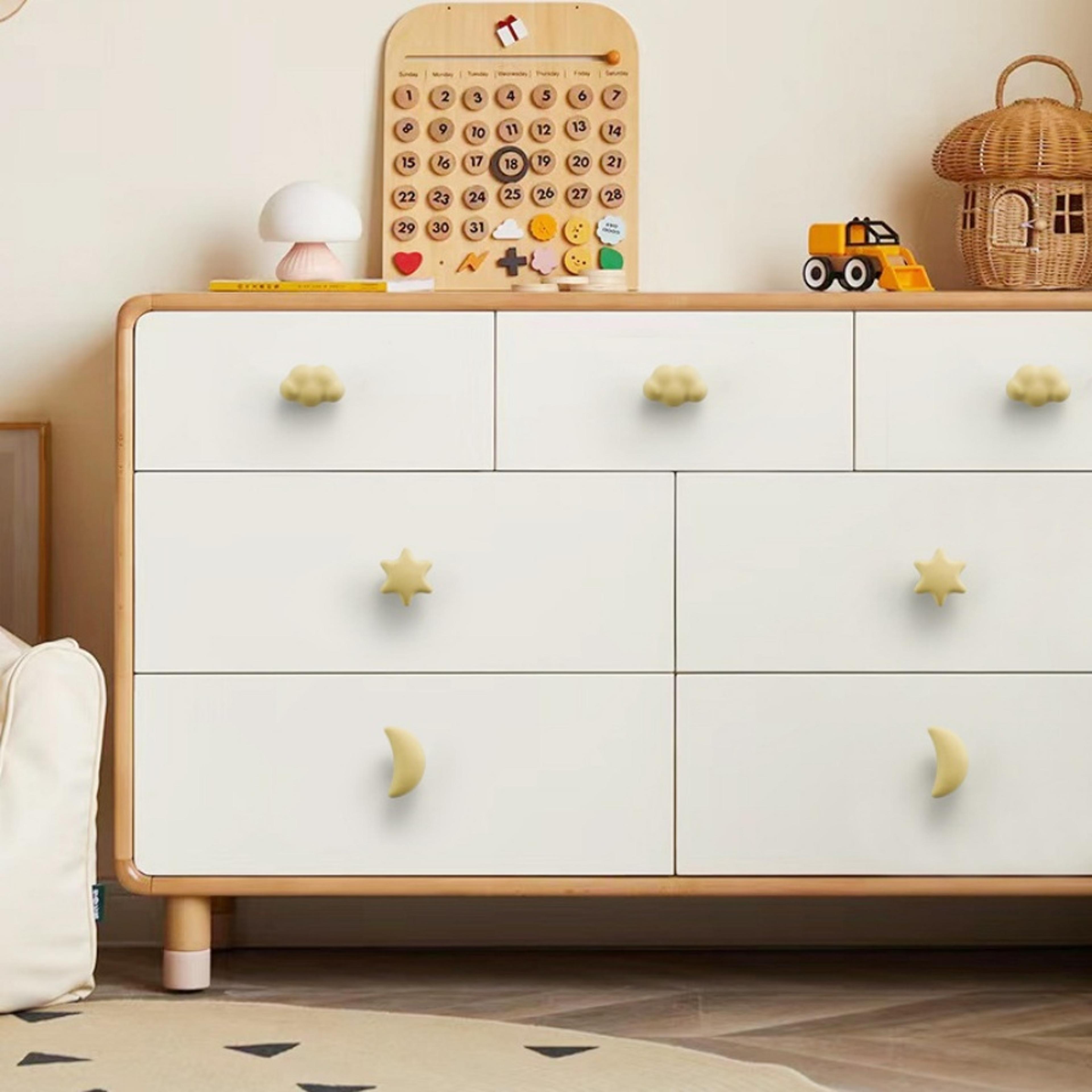cute children's room cabinet knobs, stars clouds moons ceramic drawer handles for wardrobes and doors