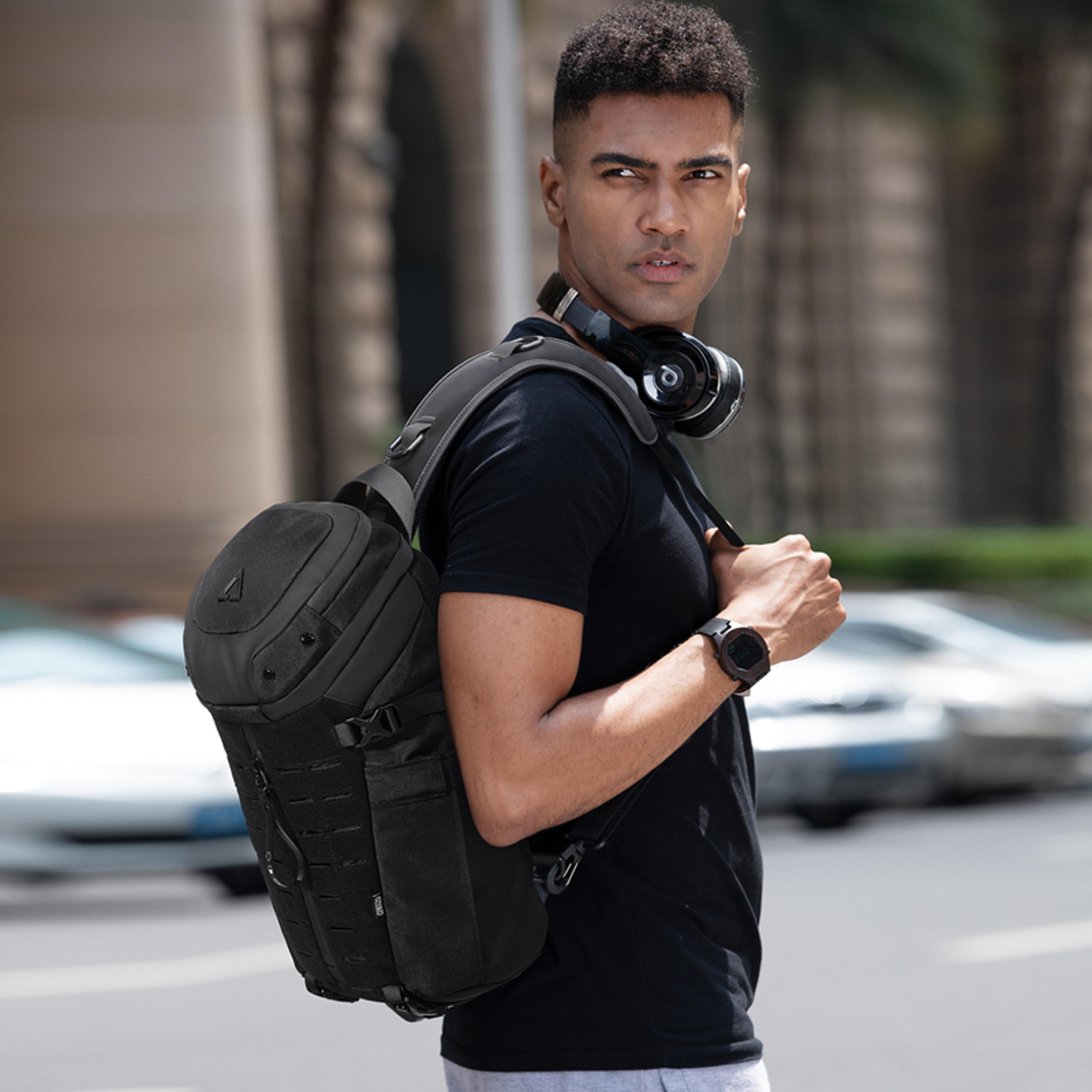 waterproof sling crossbody bag for men large capacity chest messenger bag for short trips