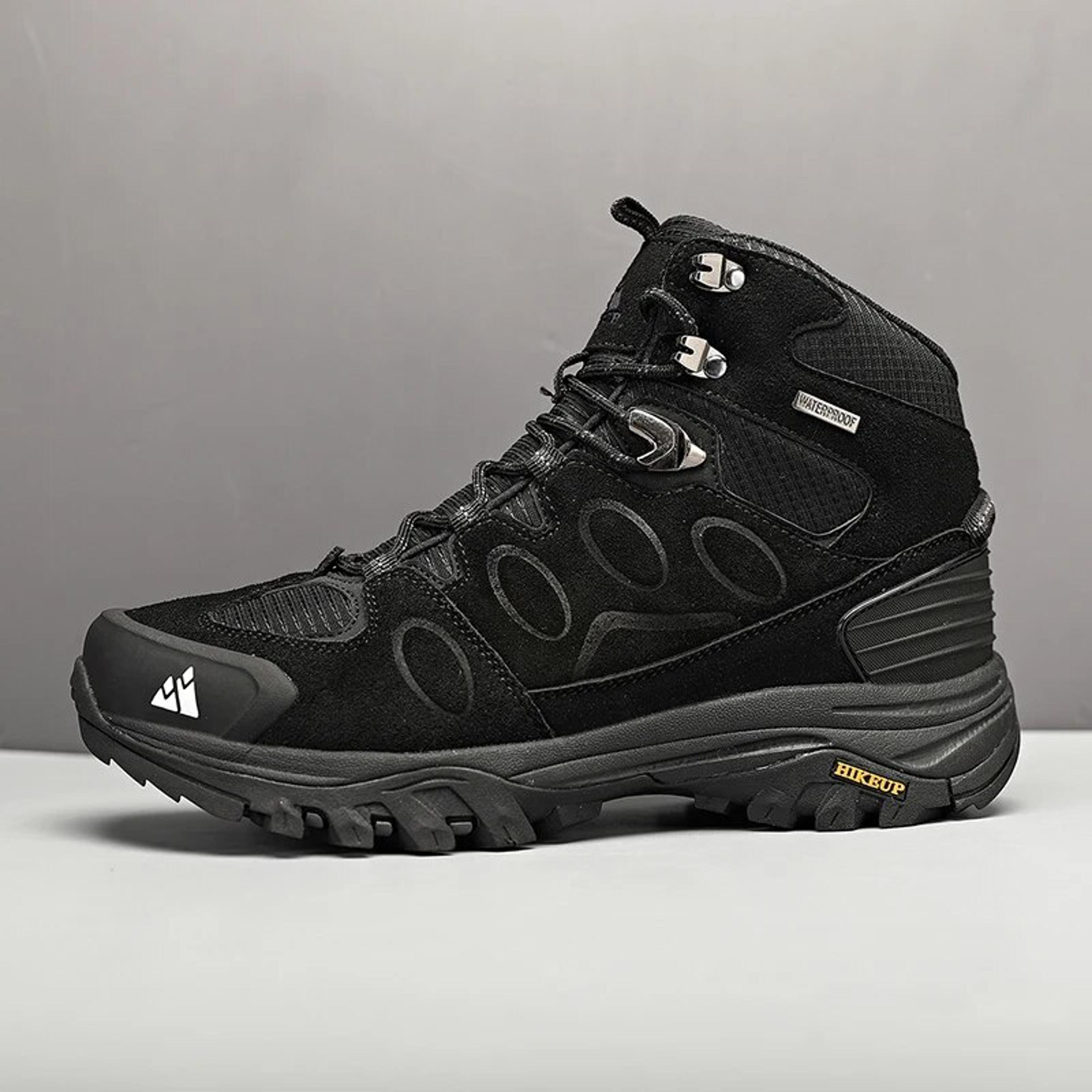 mens high-top hiking boots suede trekking shoes for winter, non-slip, lace-up casual outdoor sports