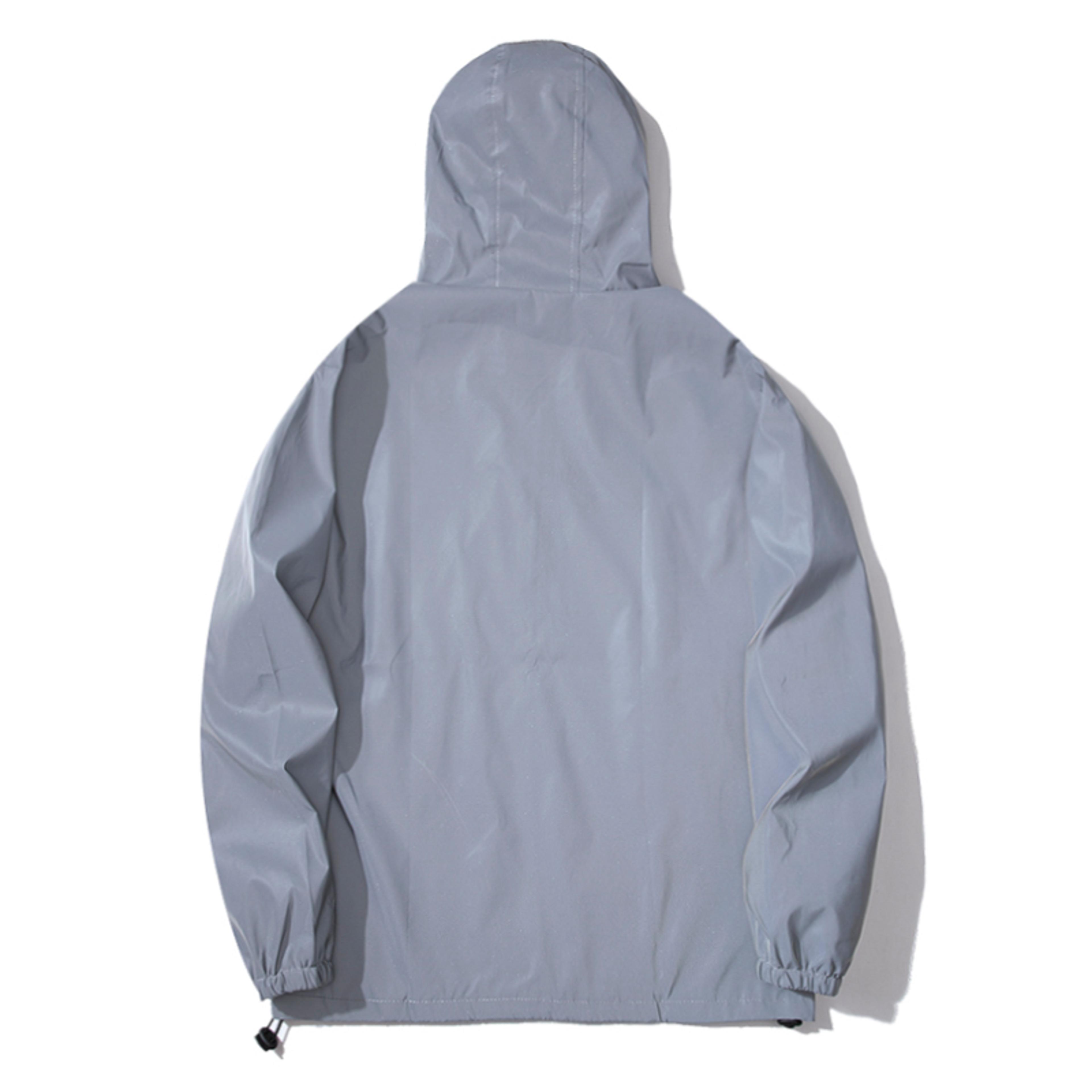 Reflective Hooded Waterproof Windbreaker Jacket For Men Streetwear Night Safety Coat 3