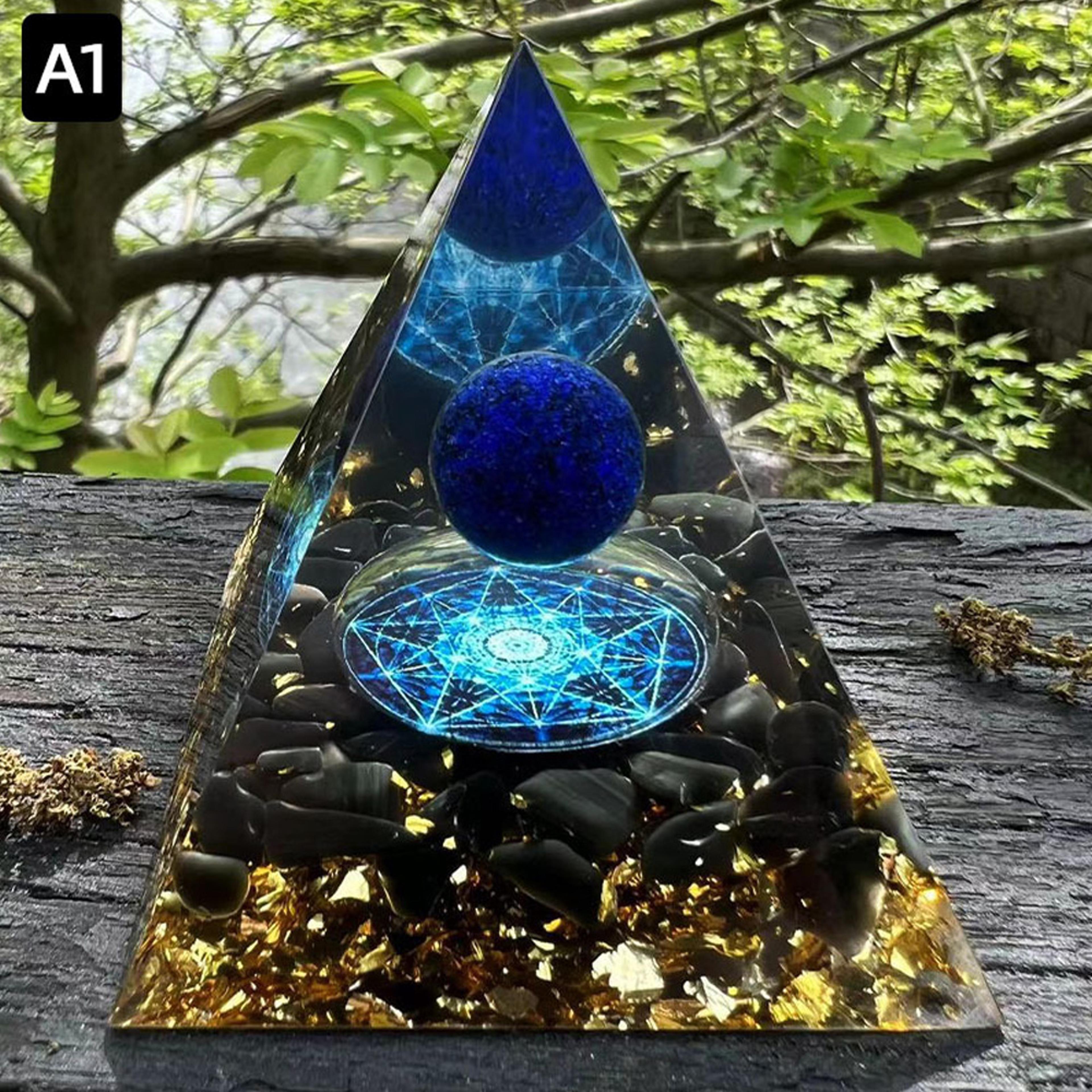 Energy Pyramid Orgonite Healing Crystal Amethyst Ball Natural Chakra Tool Home Decor Gift 6