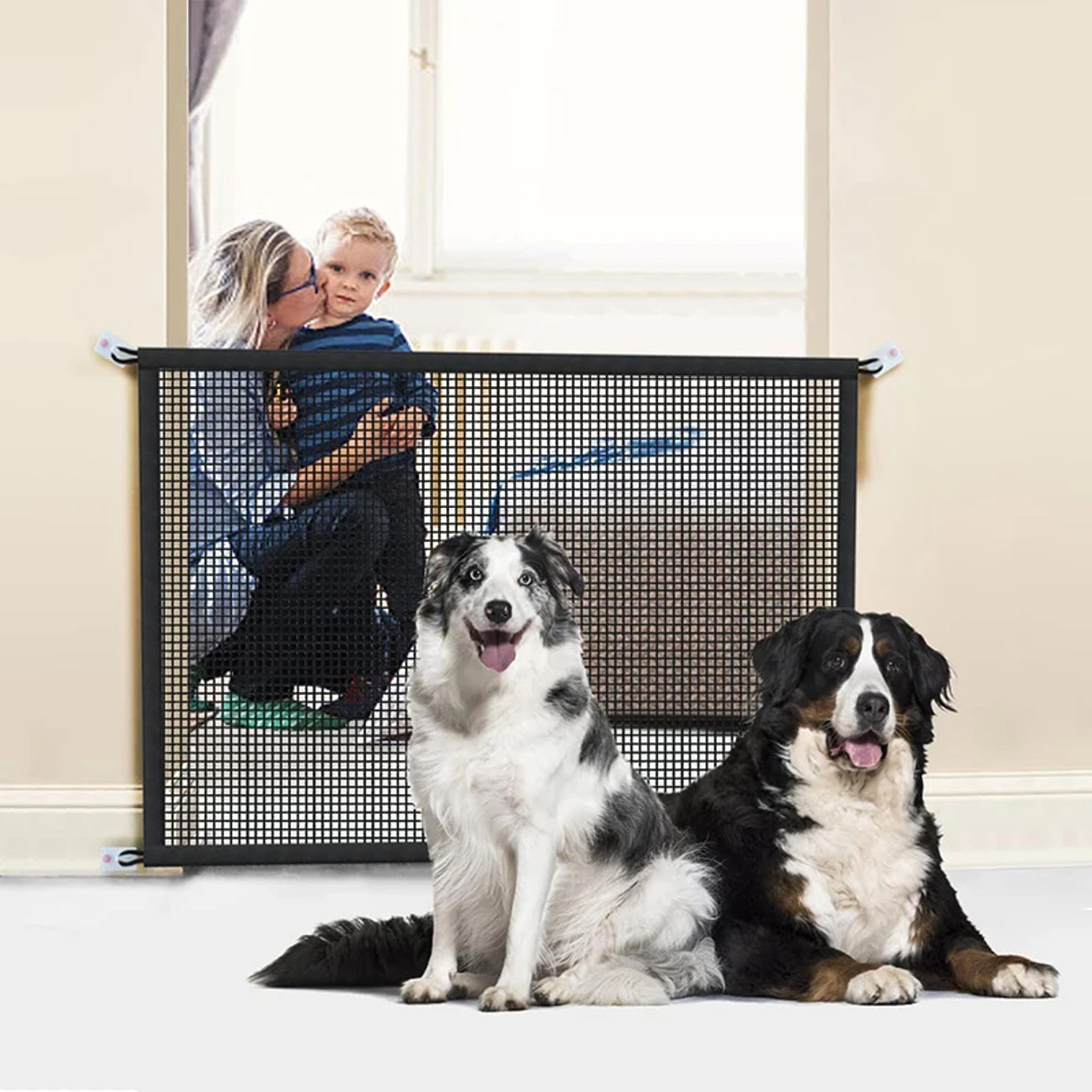 Pet Dog Barrier Fence With Hook Folding Mesh Safety Gate For Dogs Stairs Playpen Breathable Easy Se 1
