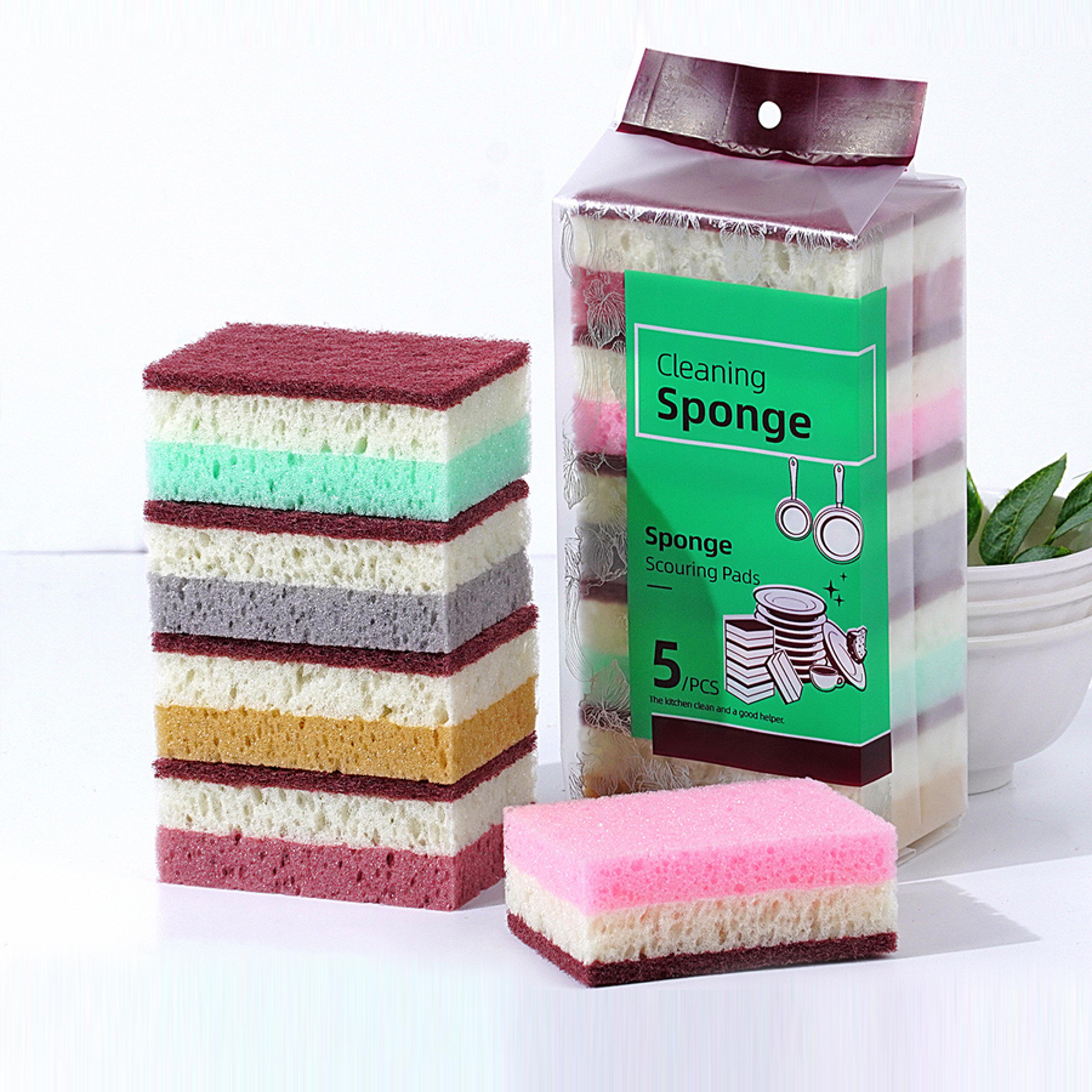 HighDensity Sponge Dishwashing Cloth NonGreasy Kitchen Catering Sponge Brush For Pots And Bowls 5