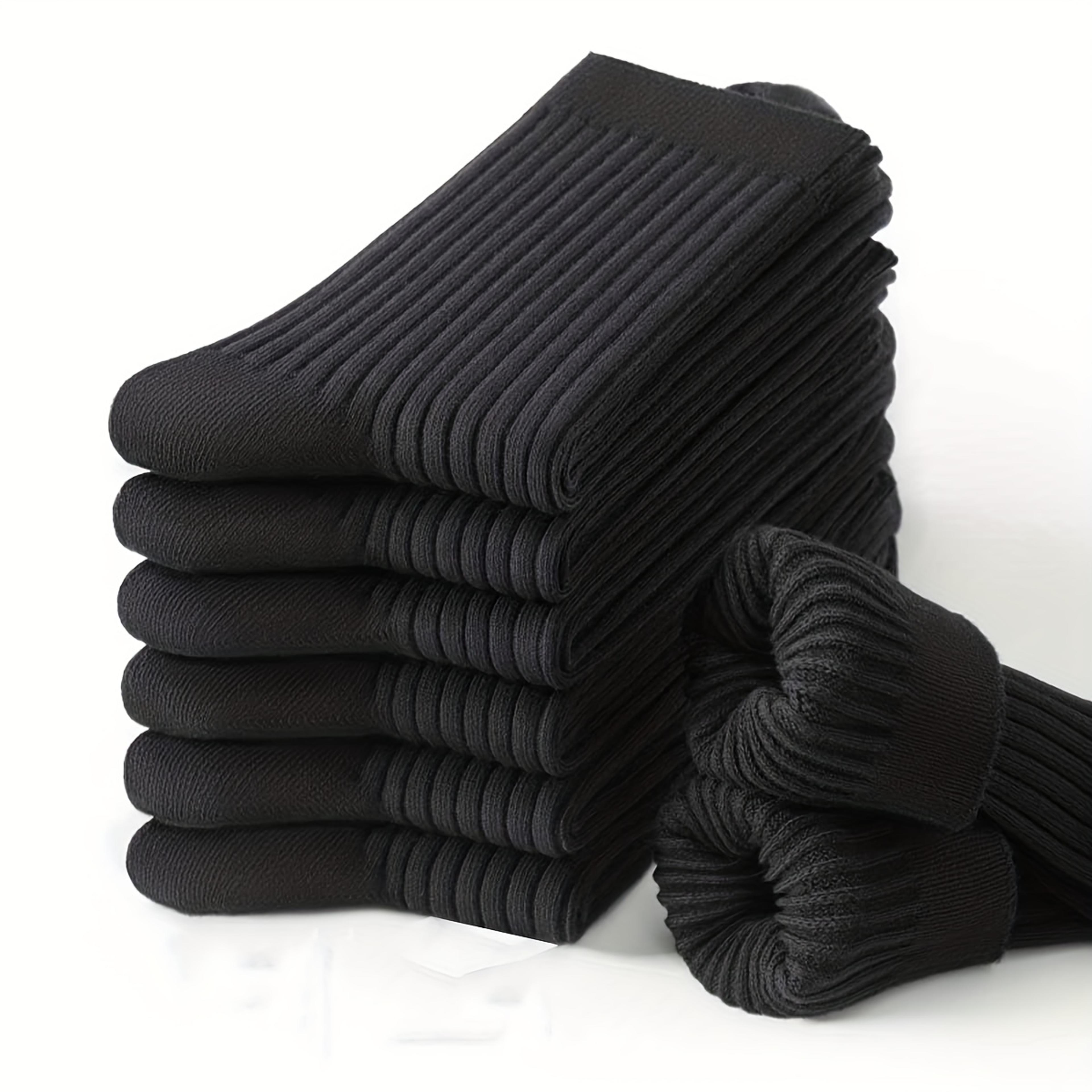 mens breathable mid-calf socks versatile black socks for all seasons