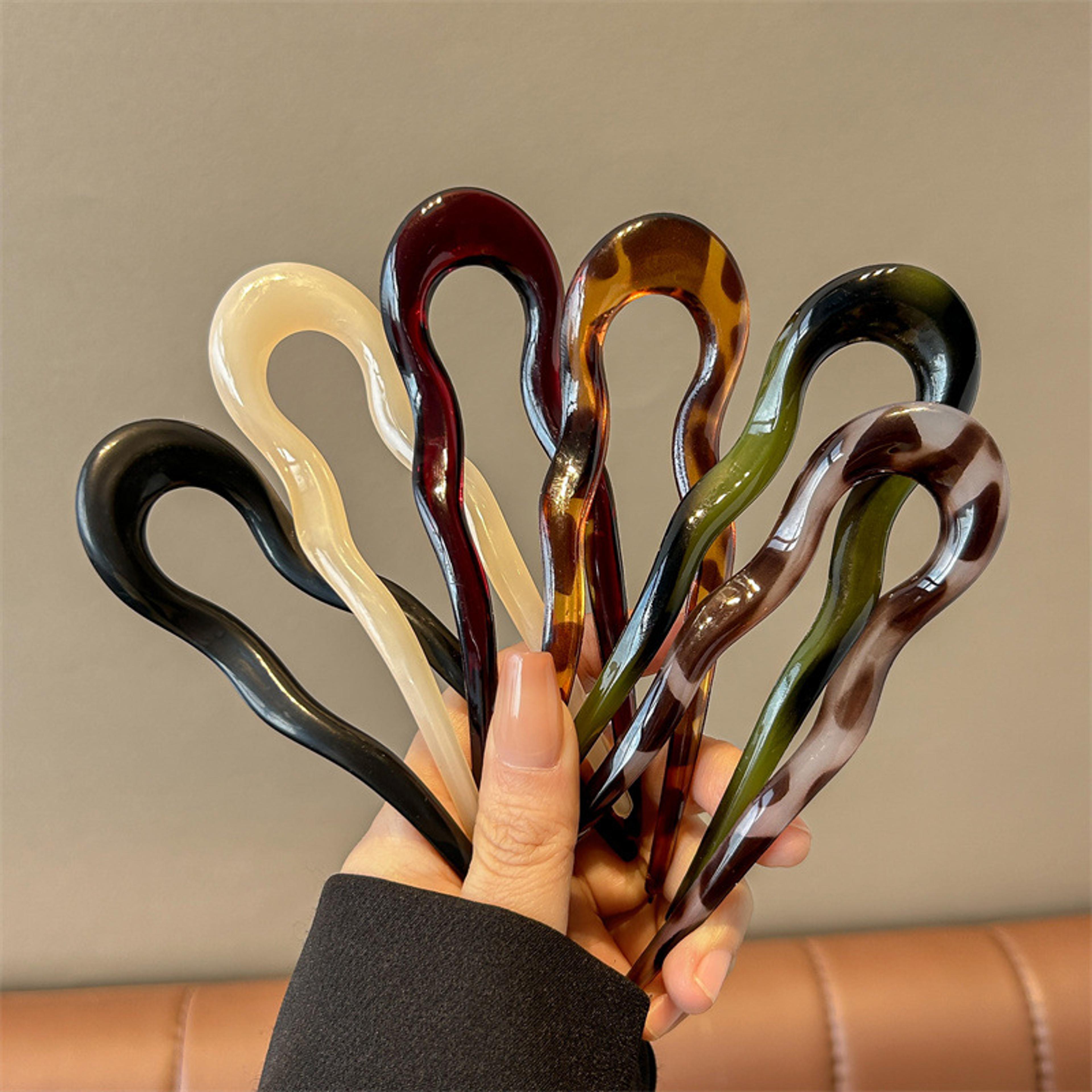 elegant tortoiseshell u-shaped hair fork acetate hair stick for effortless styling