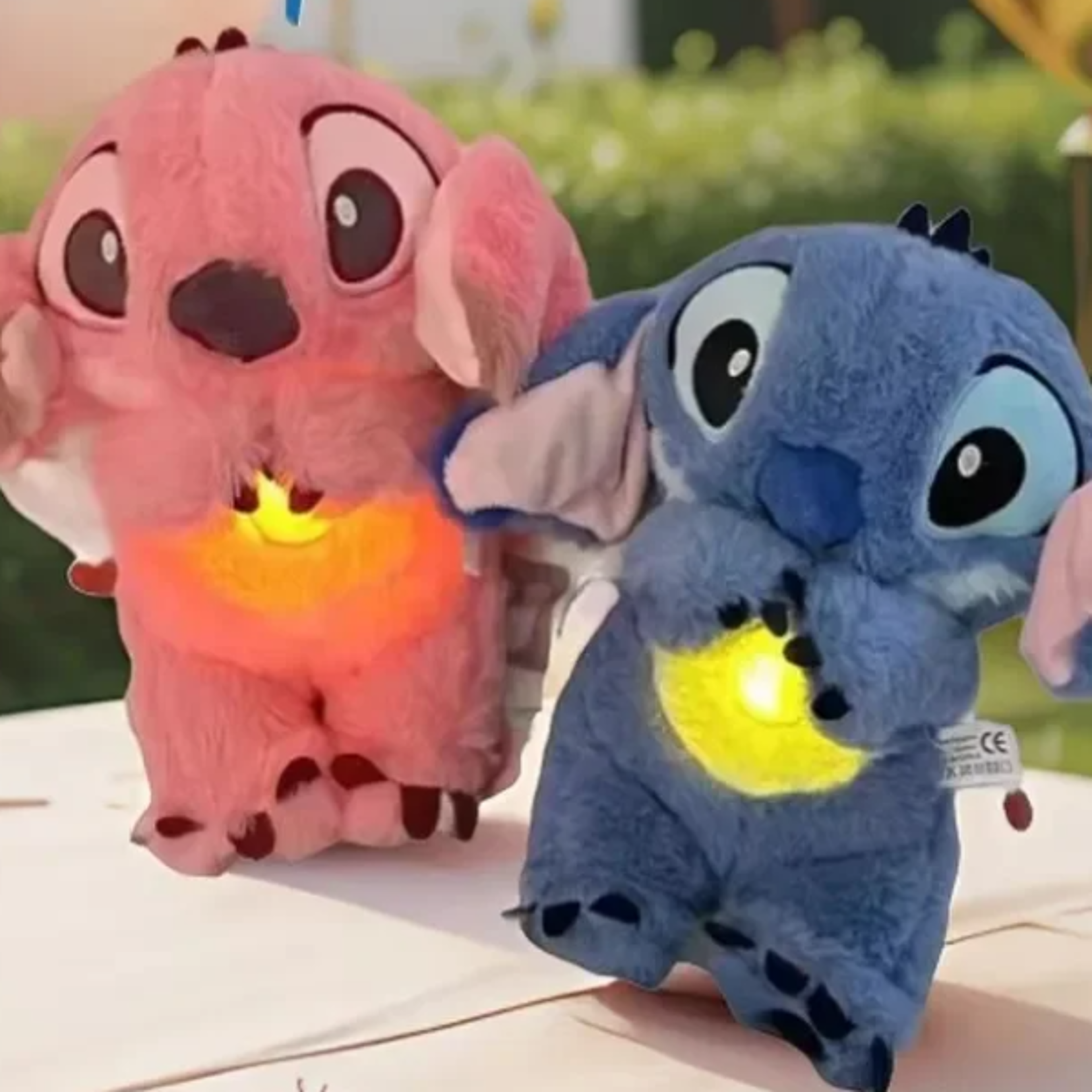 kawaii stitch anime plush doll with lighting and music, baby sleep aid, airbag toy for kids gift