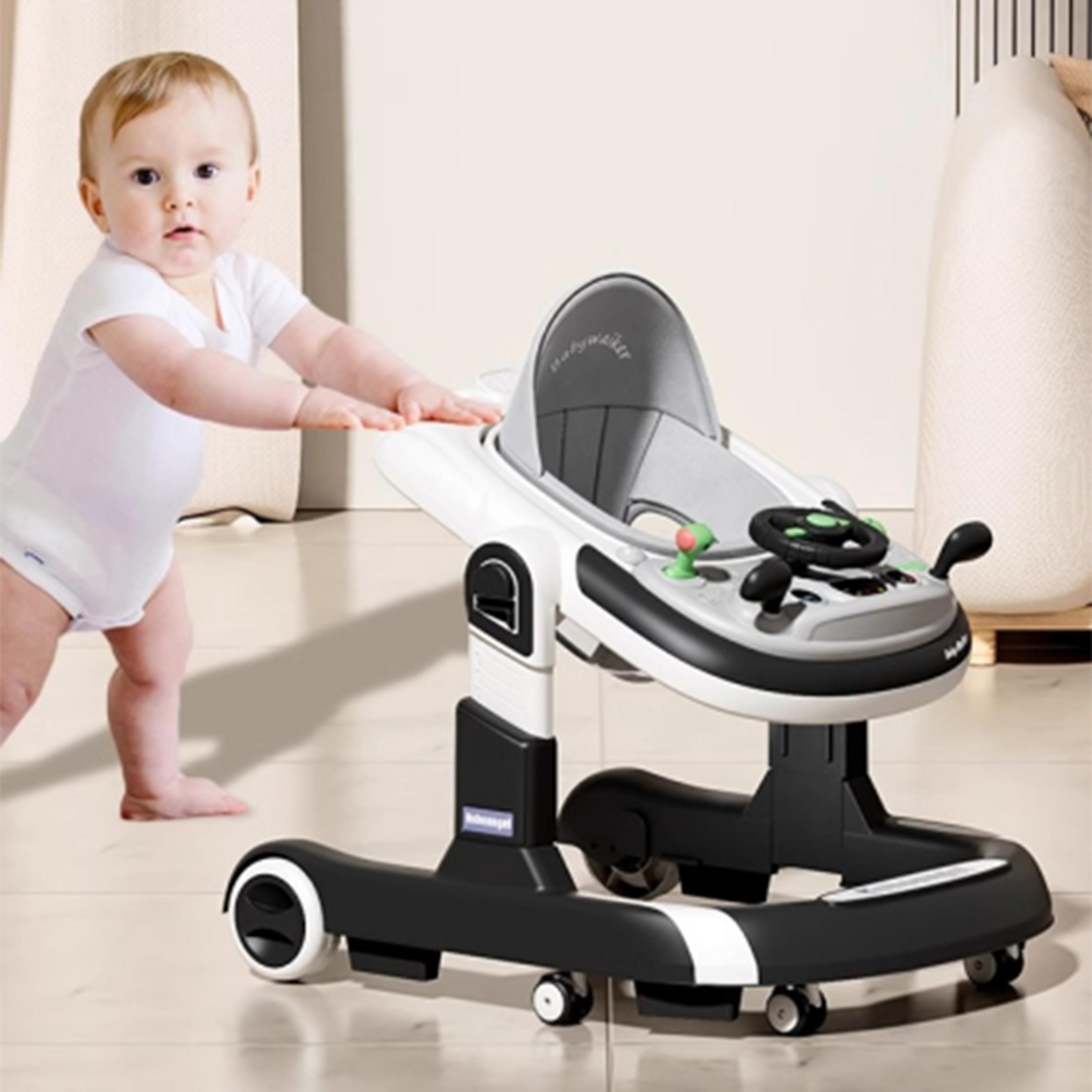 toddler baby push walker, removable feeding tray and music tray, foldable walker child handcart, baby walker