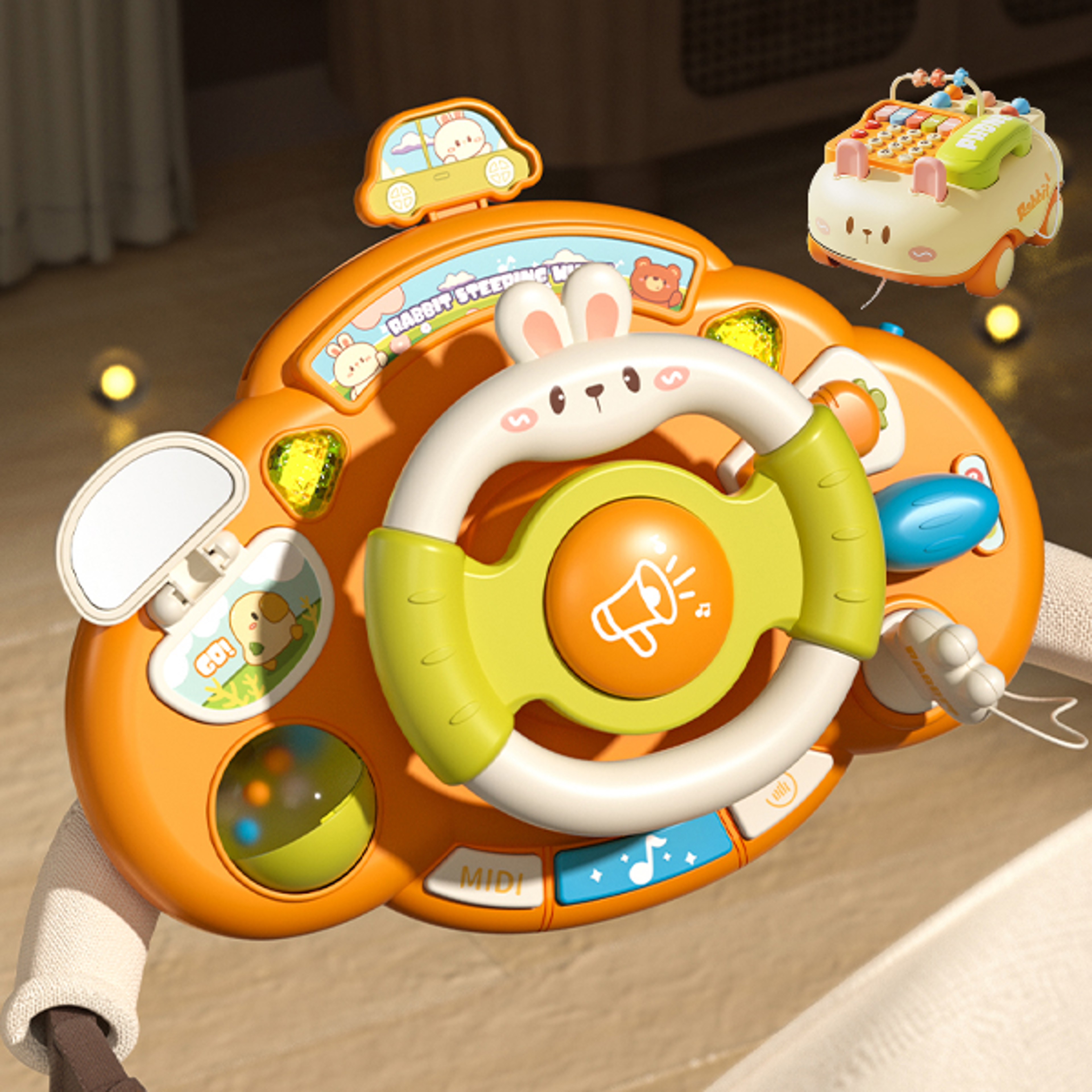 baby steering wheel toy with lights and sound for toddler learning