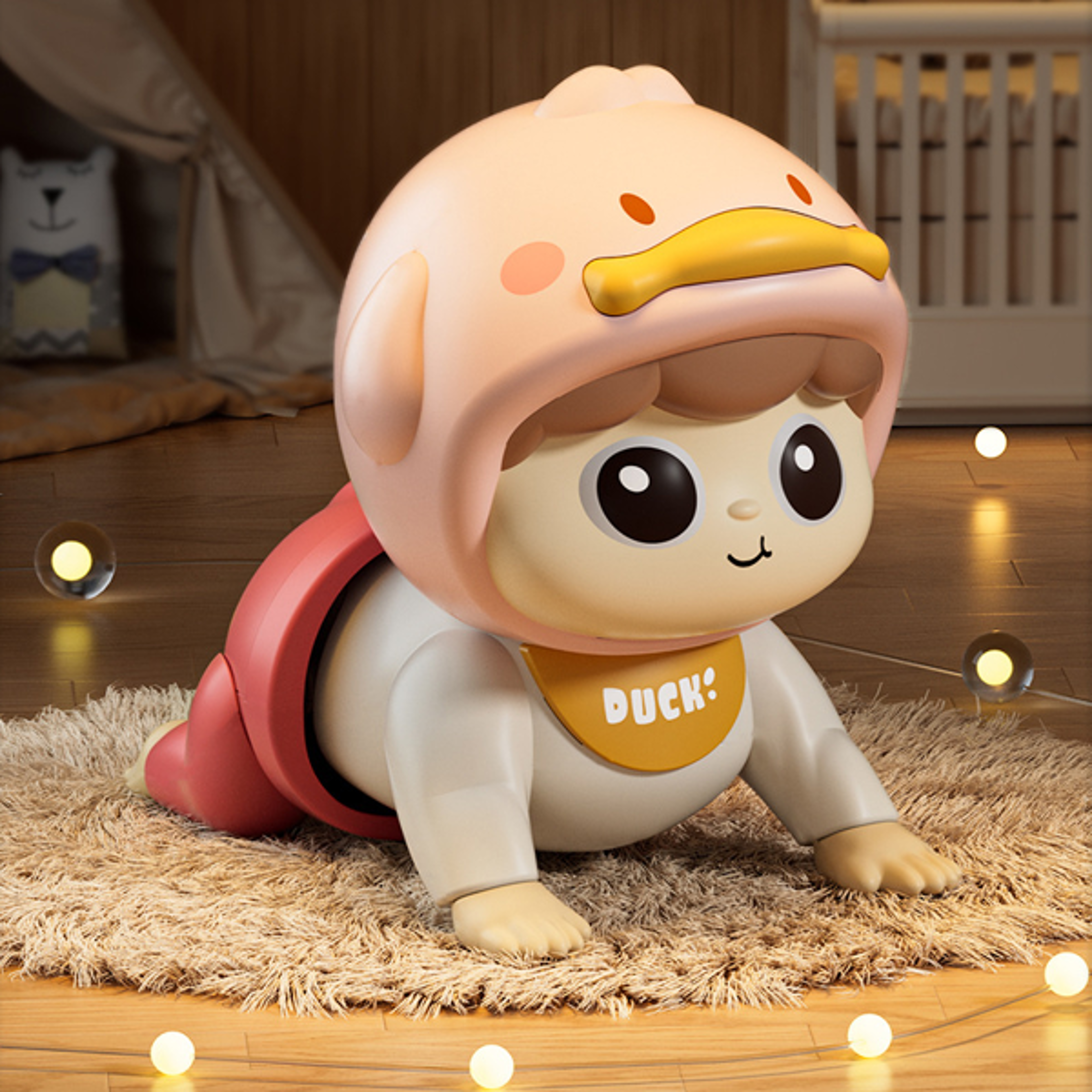 crawling doll baby toy with music, early education crawling guidance, head up training toy for babies