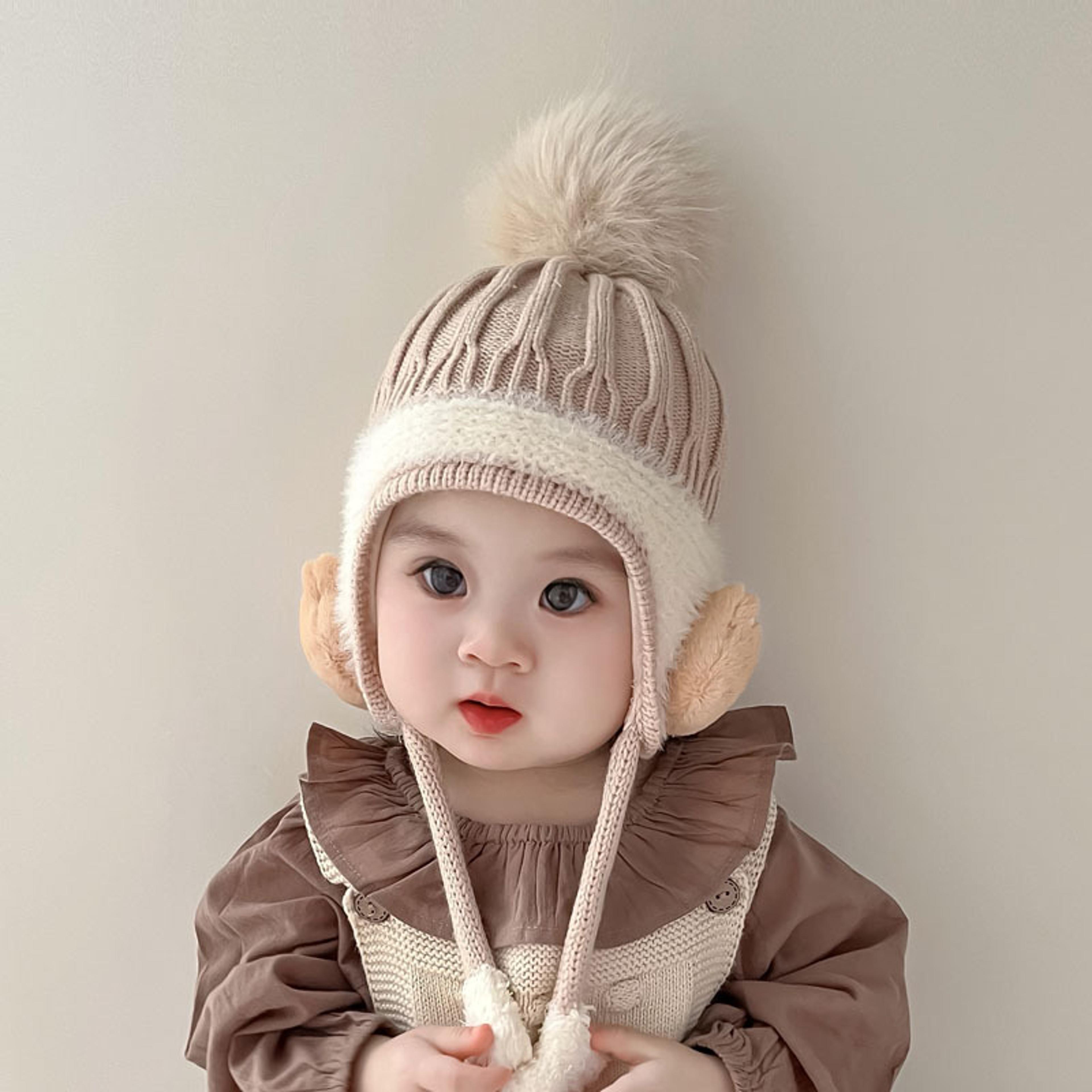 warm ear protection hat velvet lining kids, children woolen knit hats, cute animal baby earmuffs cap winter