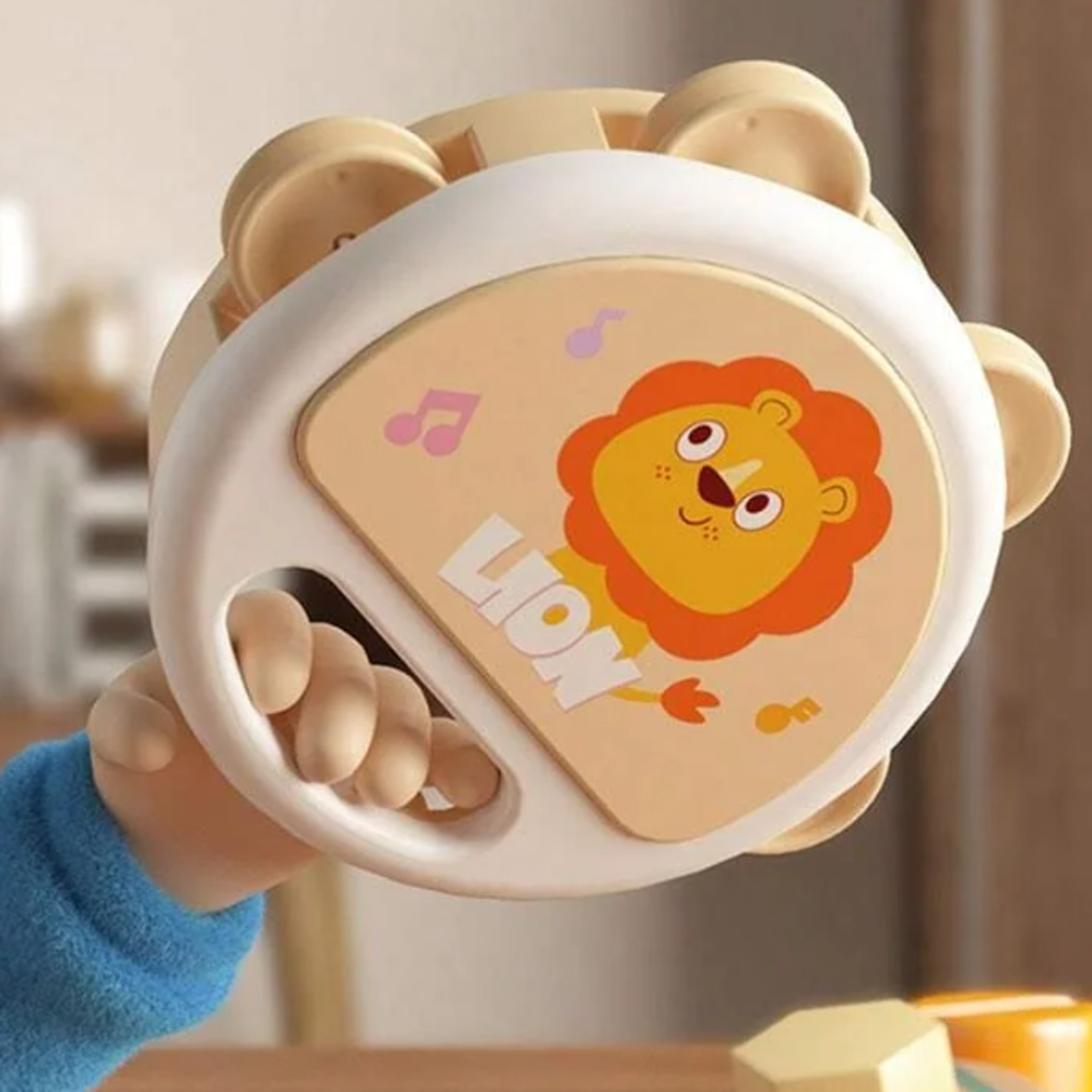 lion musical instrument drum, handheld drum toy, educational music instrument, baby rattle cartoon toy