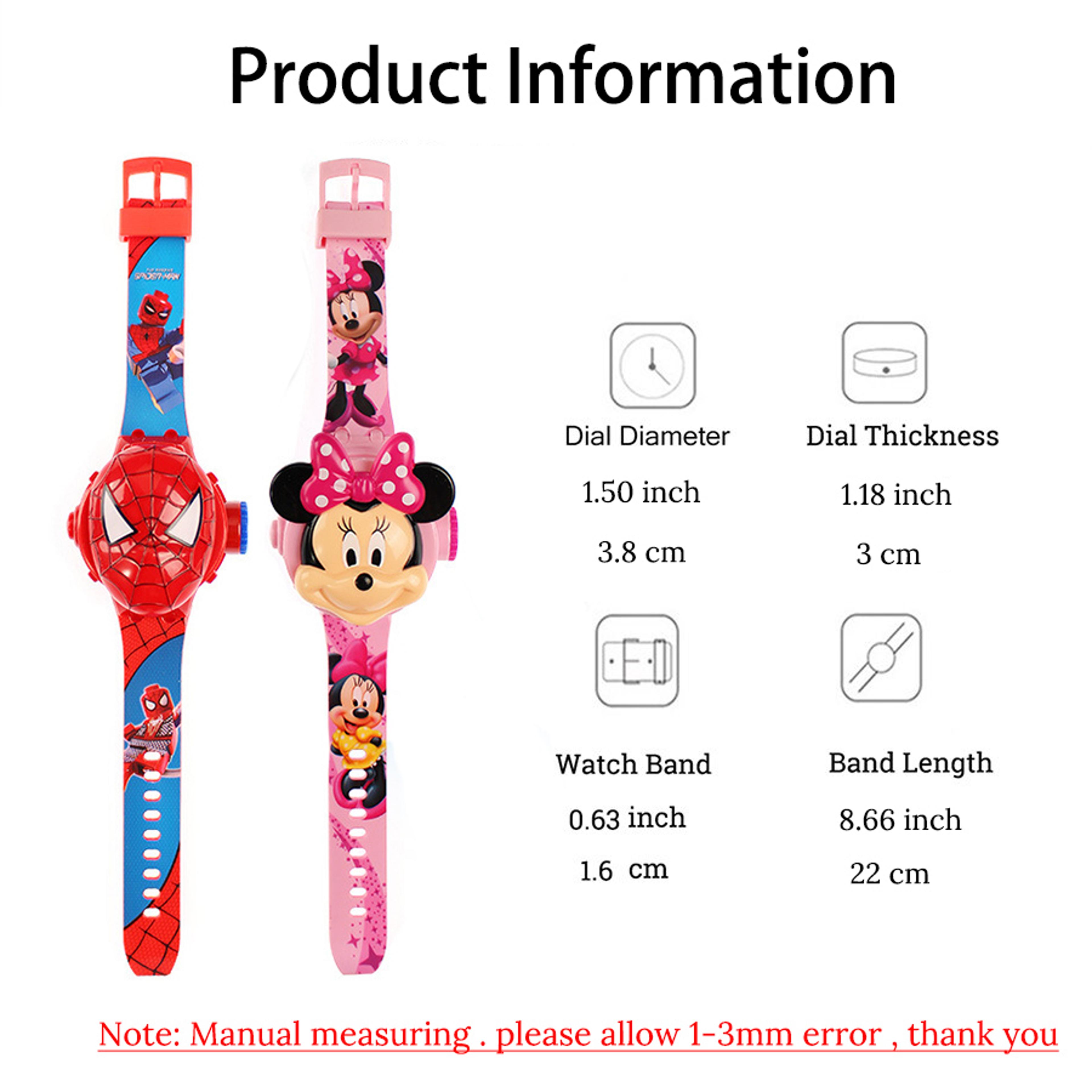 Childrens 3D Projection Digital Watch Spiderman Elsa Frozen School Gift 3