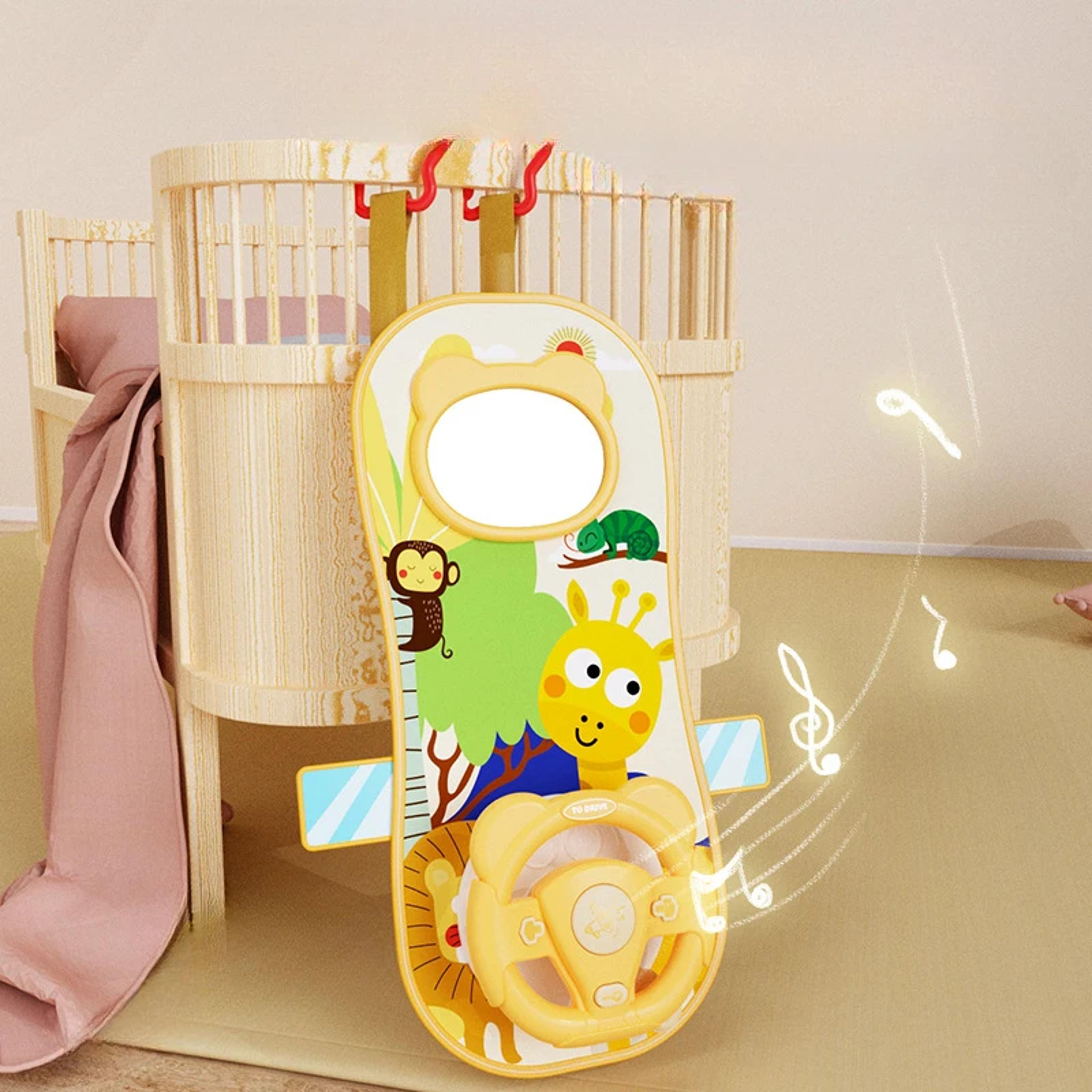 electric baby toys with sound, simulate driving car copilot steering wheel, musical educational car seat toys
