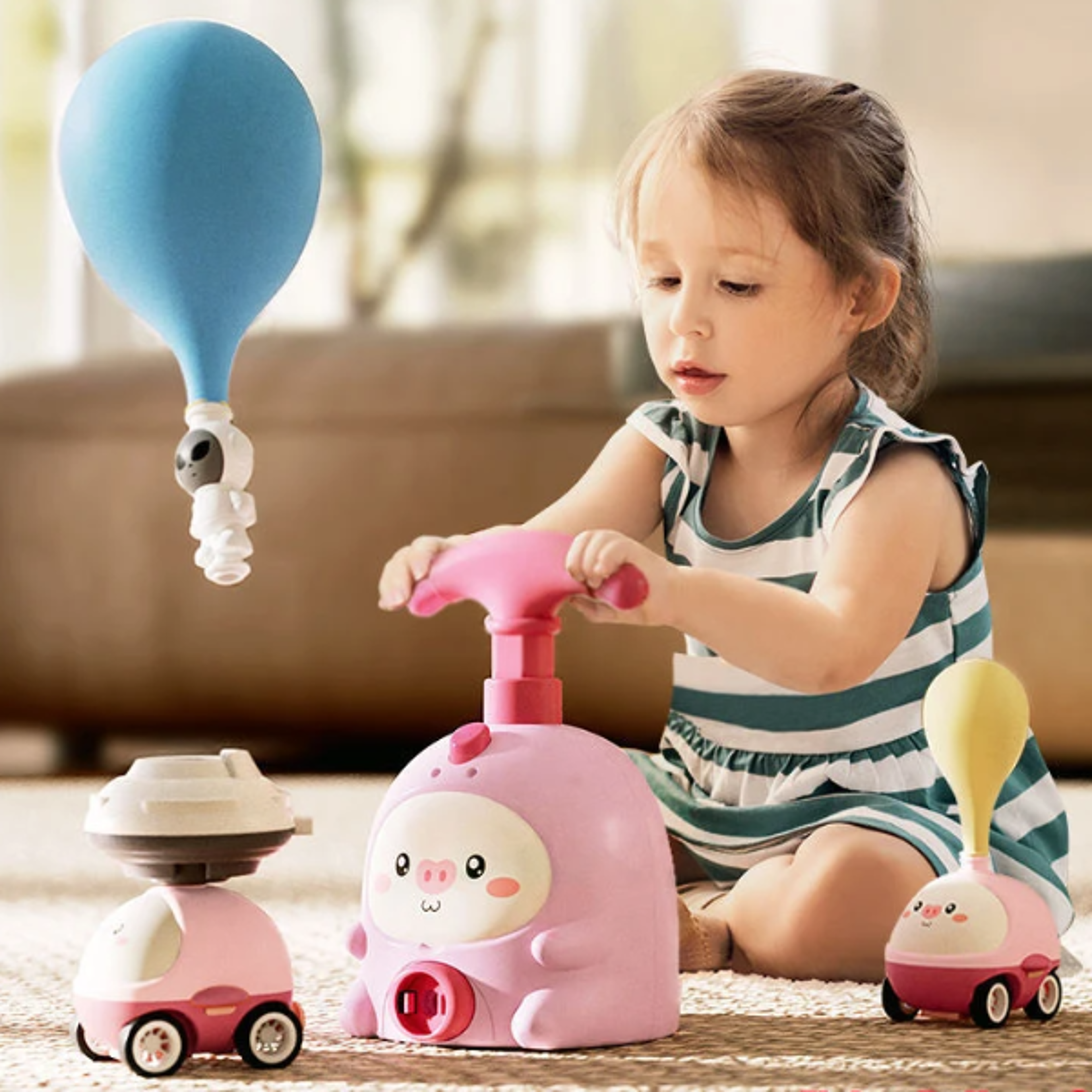 educational inertial air power balloon car, kids rocket balloon launcher toys