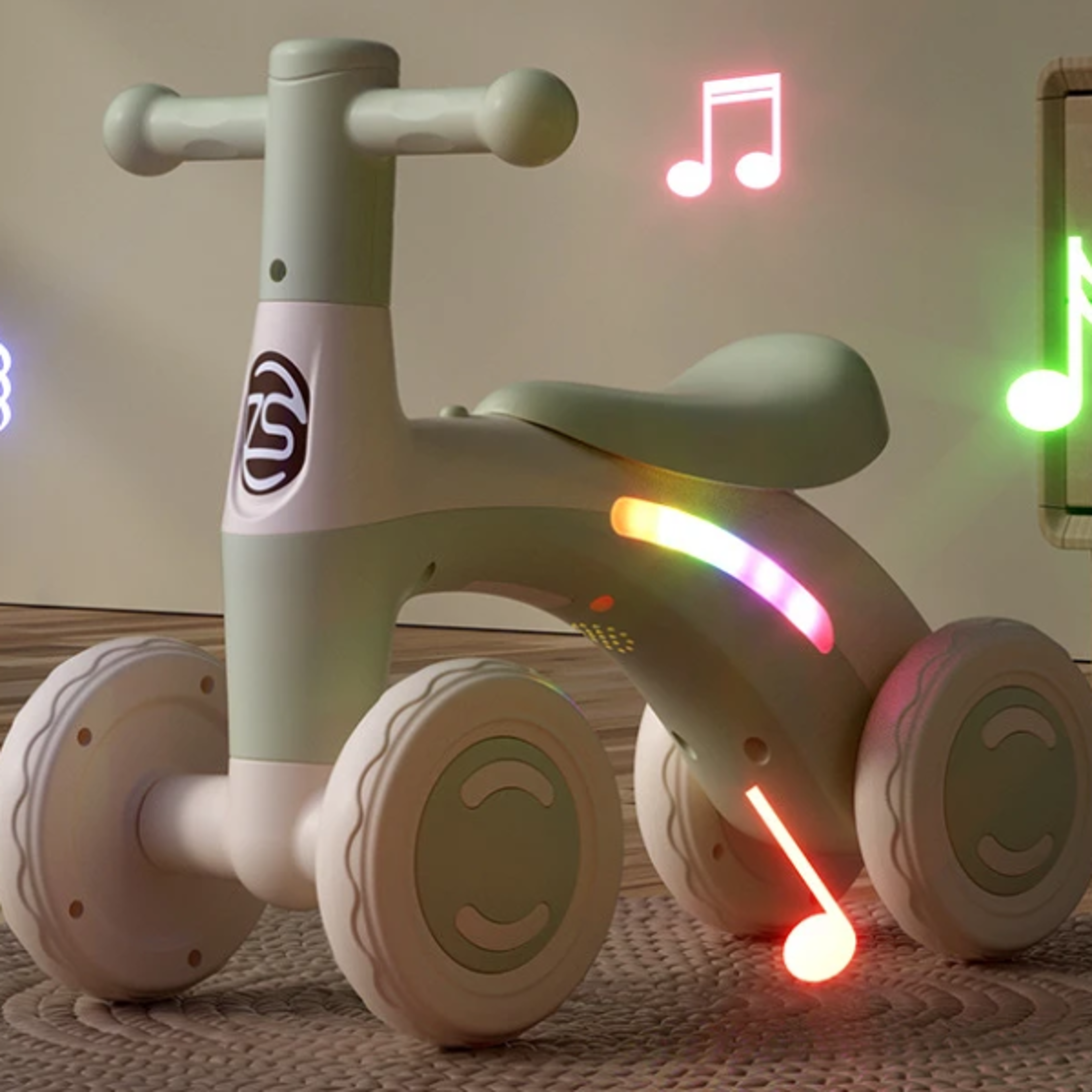 toddler training ride-on, anti-tip baby balance bike, silent glider walker toy with safety wheels