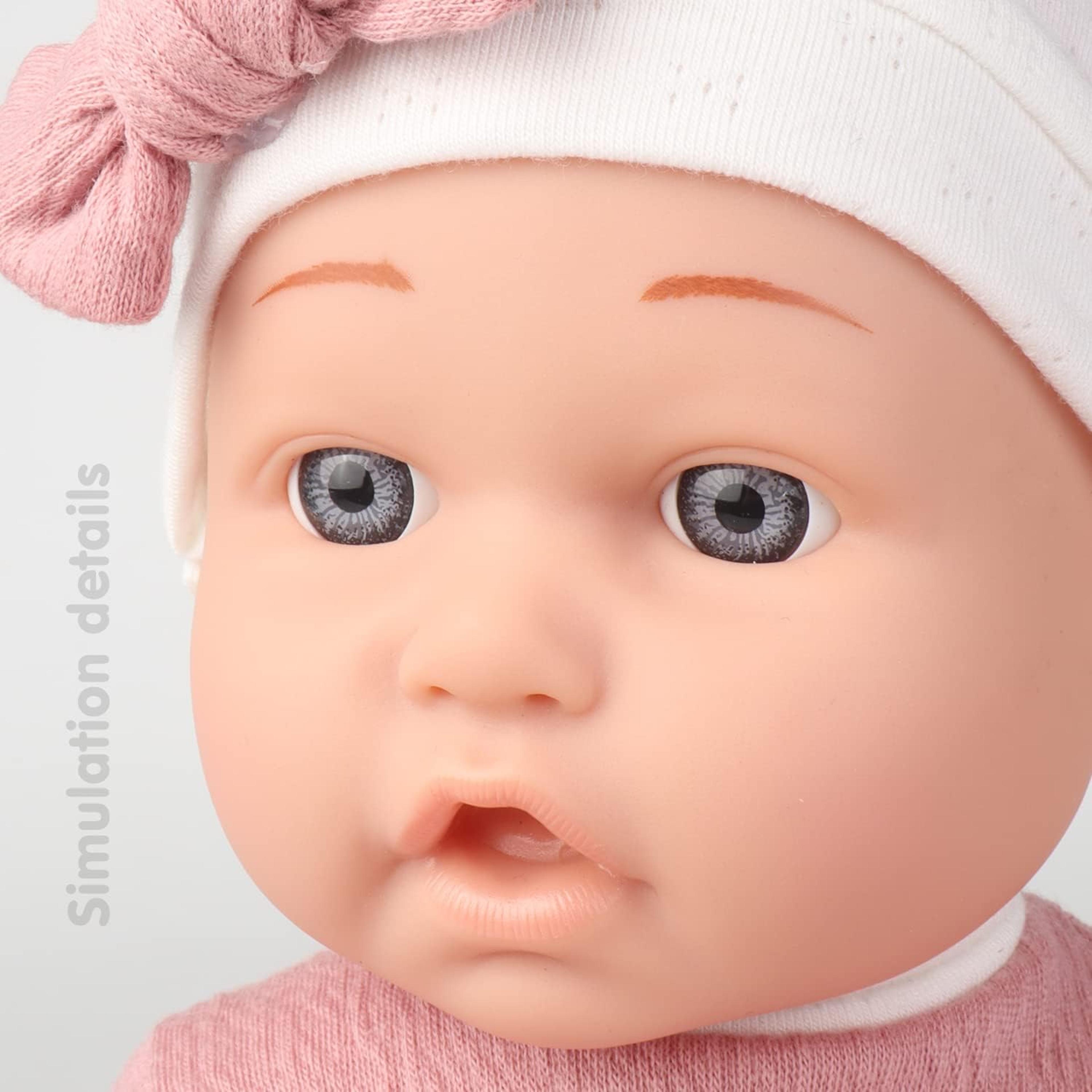christmas gift for kids, vinyl reborn doll toy, baby doll playset with accessories, pink pacifier