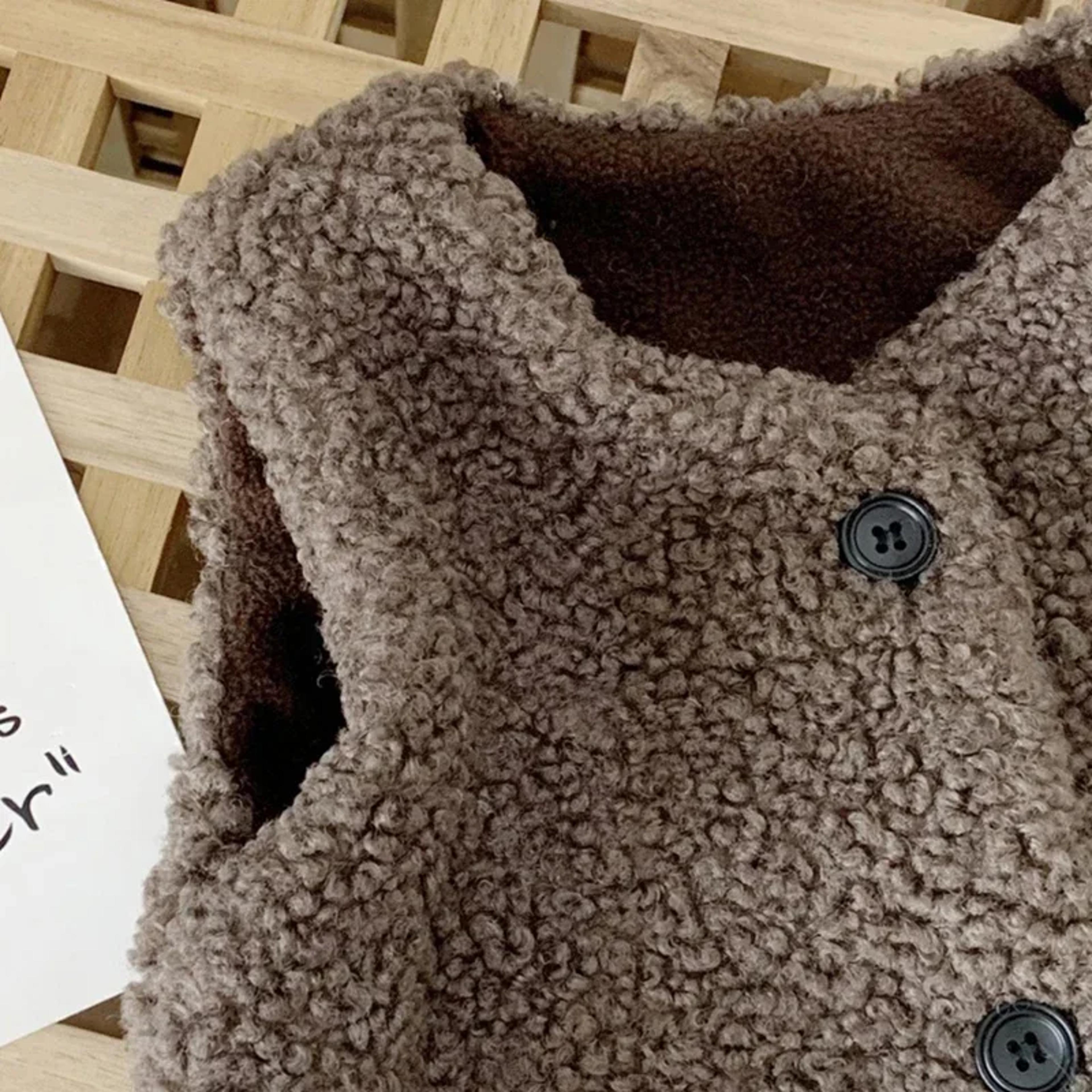 Girls Boys Plush Vest Autumn Winter Baby Lamb Wool Plus Velvet Waistcoat V Neck Child Warm Coat 5