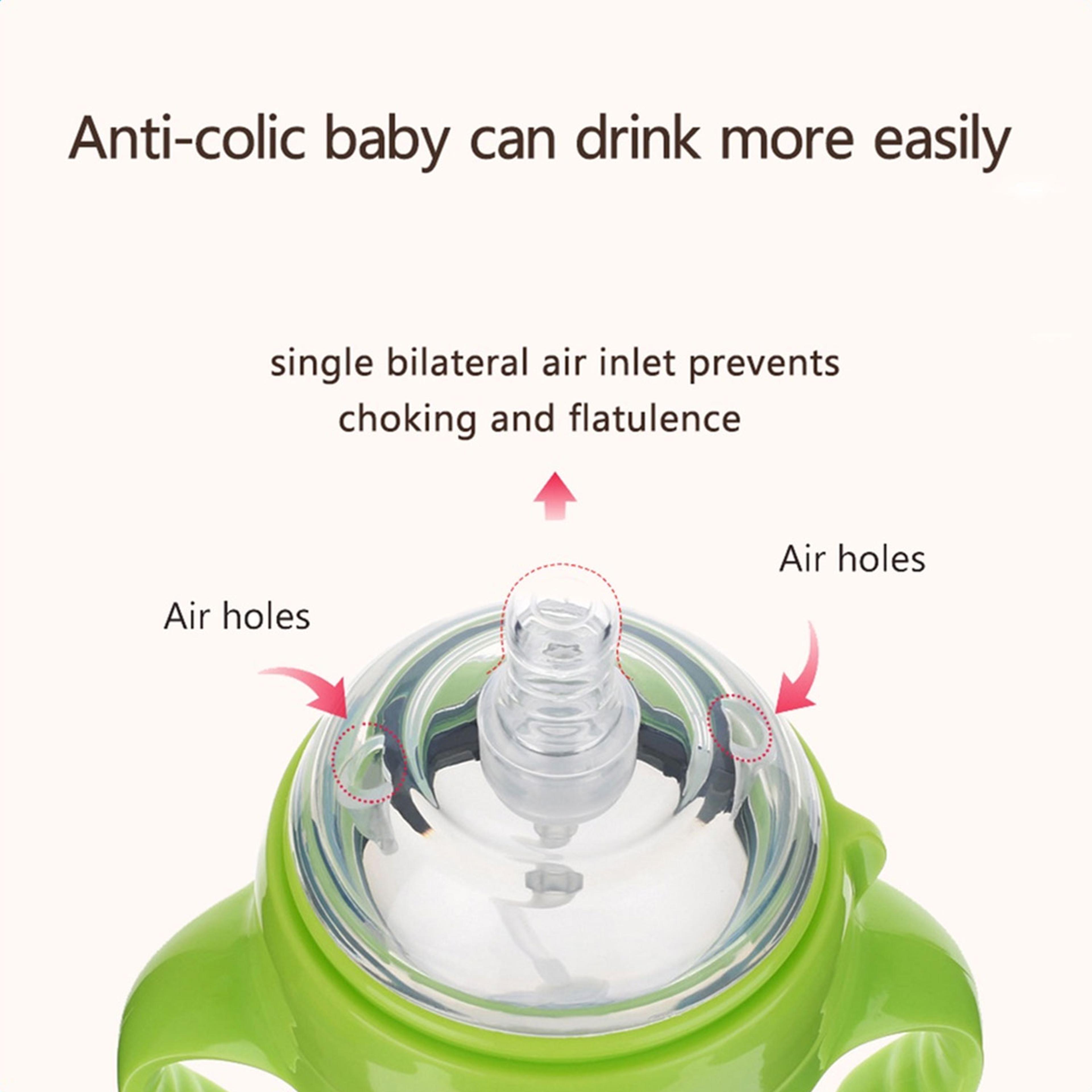 NanoSilicone Baby Bottle With Handle BreastmilkLike Design Soft Milk Pull Perfect For Sensitive Bab 1