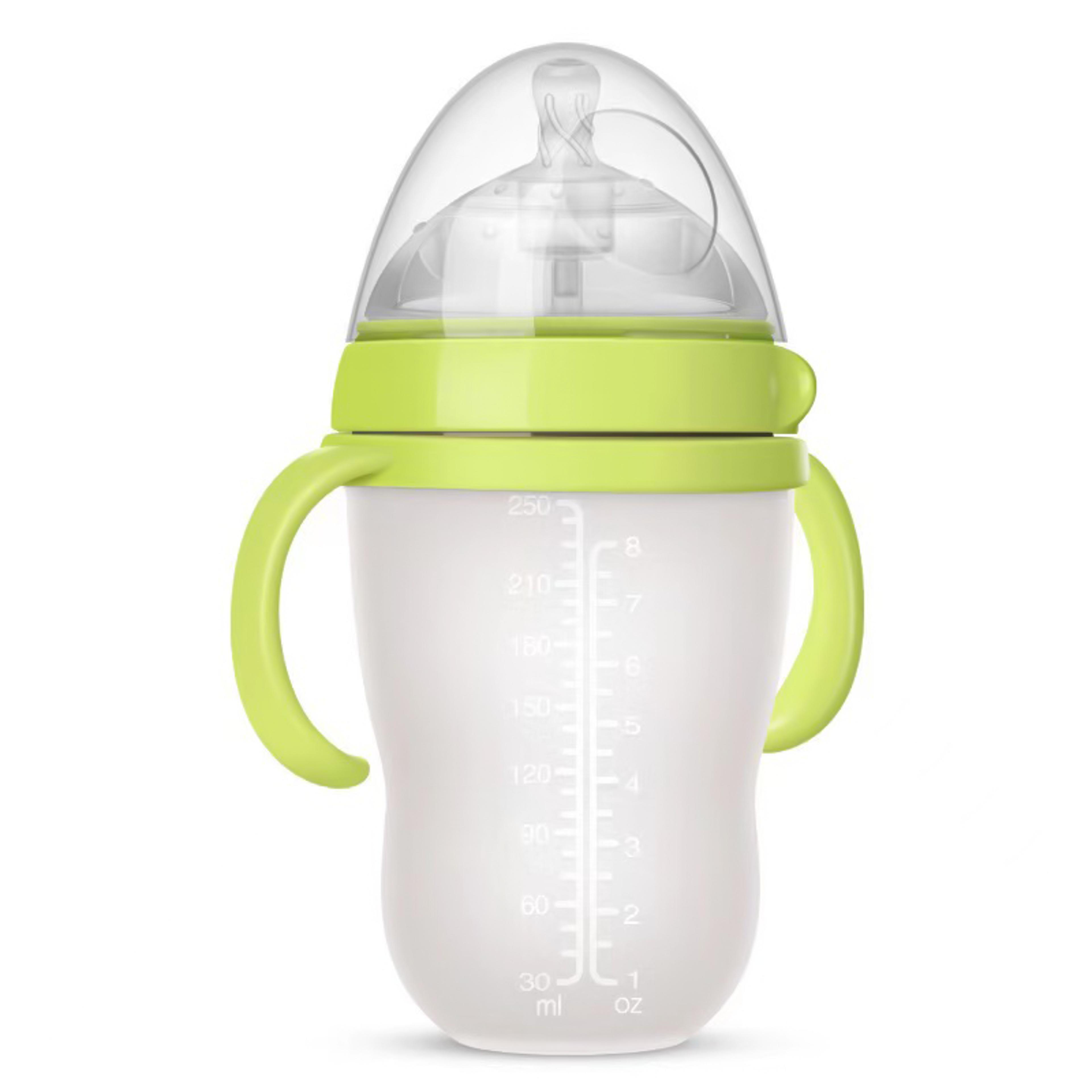 NanoSilicone Baby Bottle With Handle BreastmilkLike Design Soft Milk Pull Perfect For Sensitive Bab 10