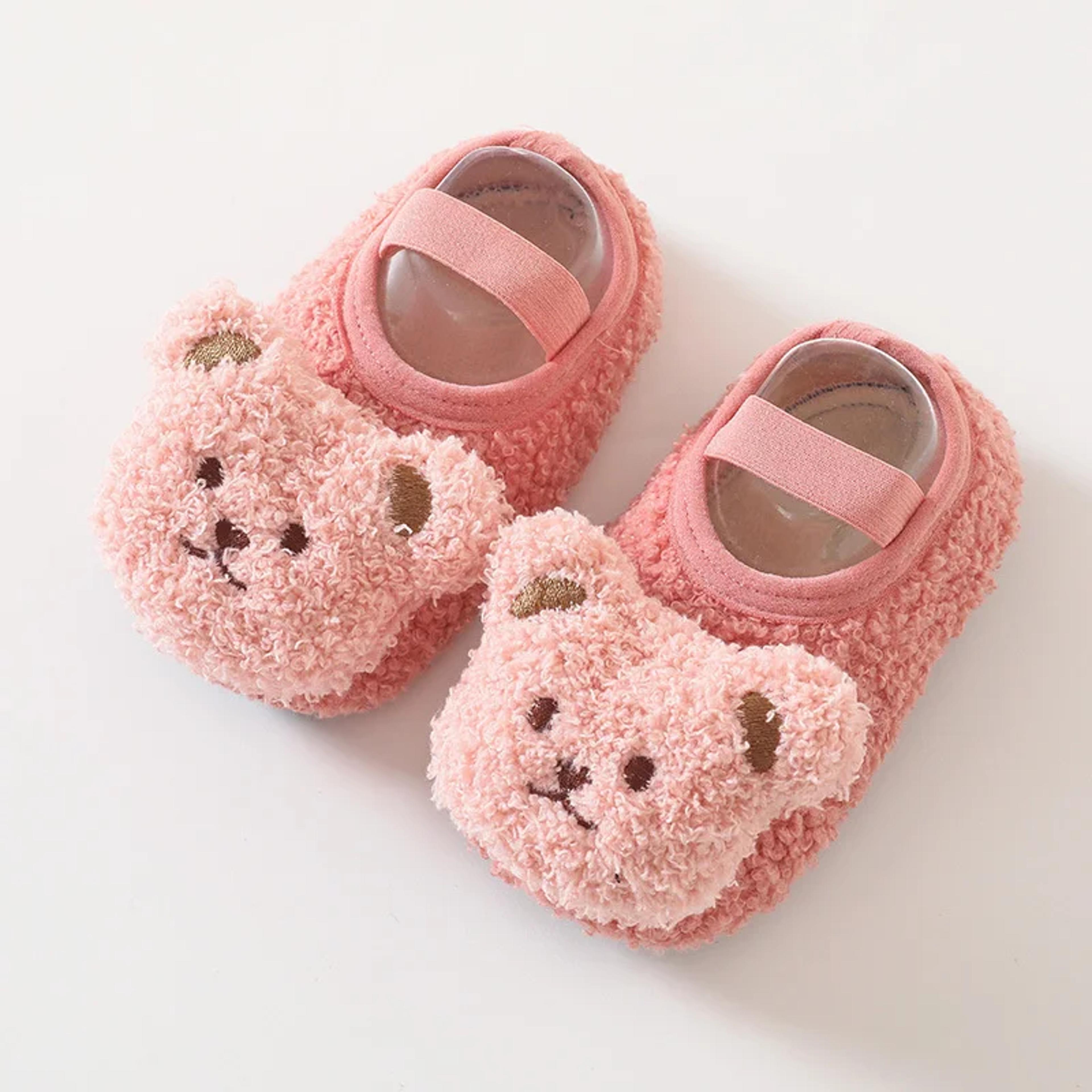 Newborn Cartoon Bear Shoes Plush Winter Soft Soled Infant Walkers 7