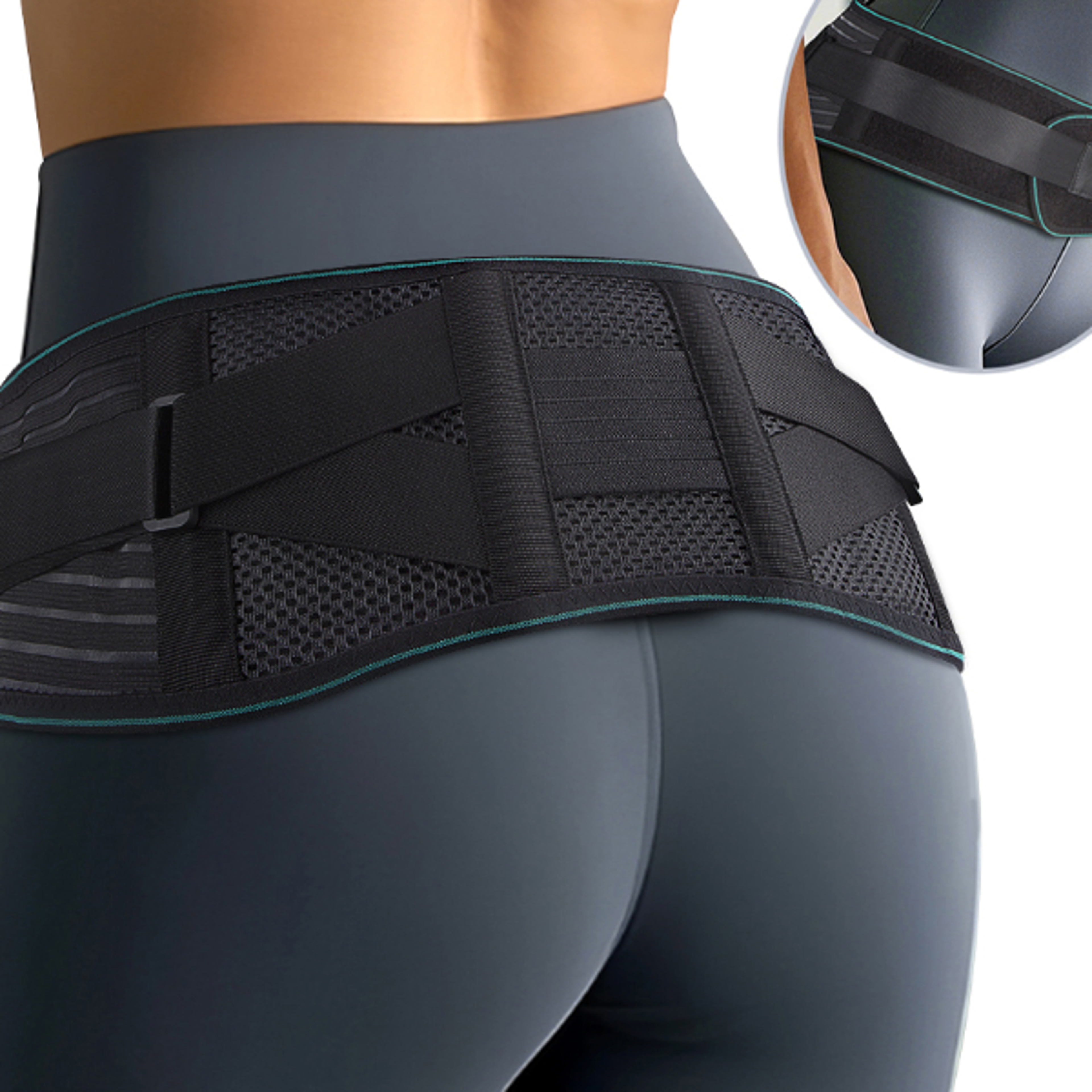 adjustable lumbar support belt, lower back brace for pain relief, breathable stabilizing belt with steel stays
