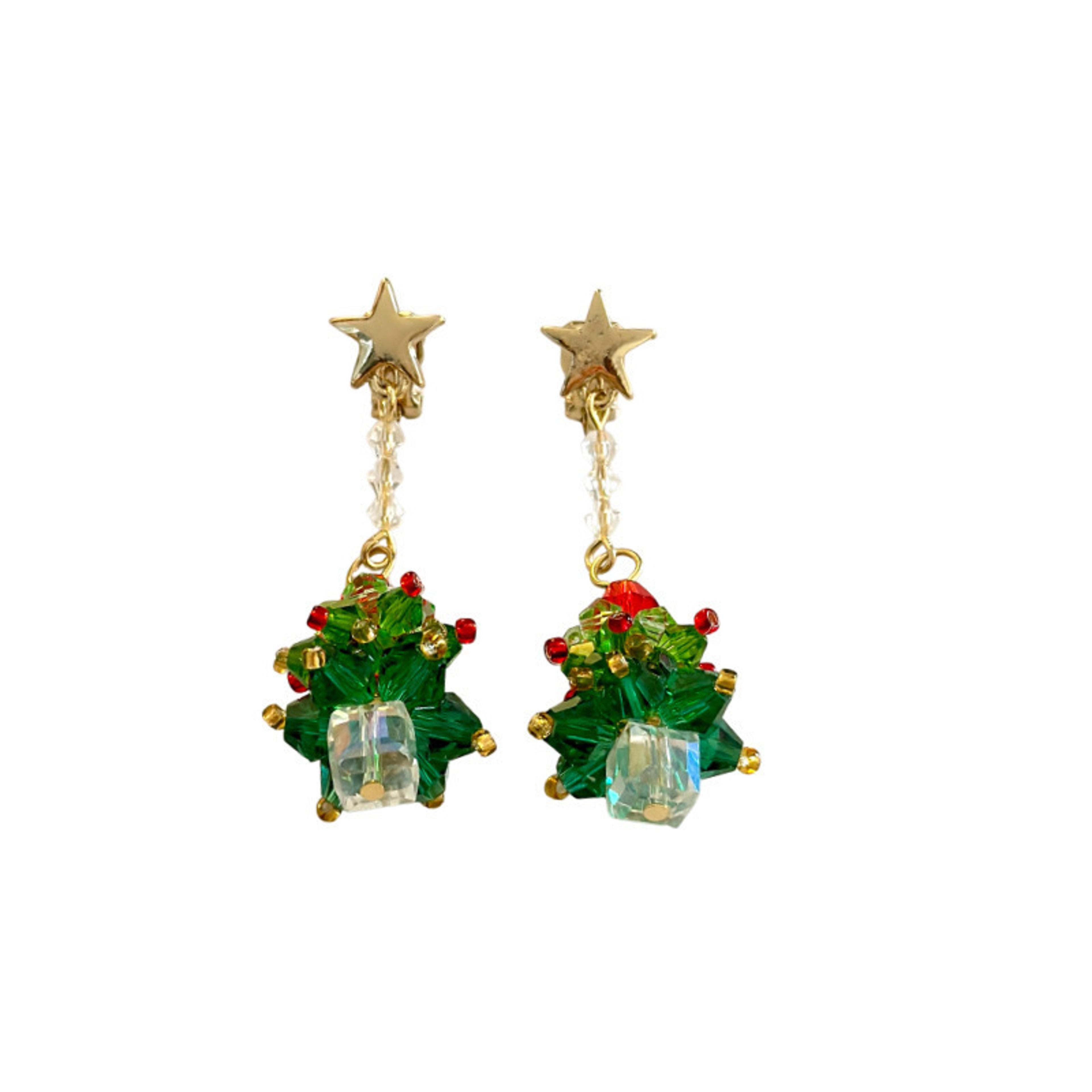 dangle earrings for women, exquisite cute red bow earring, new christmas tree, luxury shiny ear accessories, trendy fest