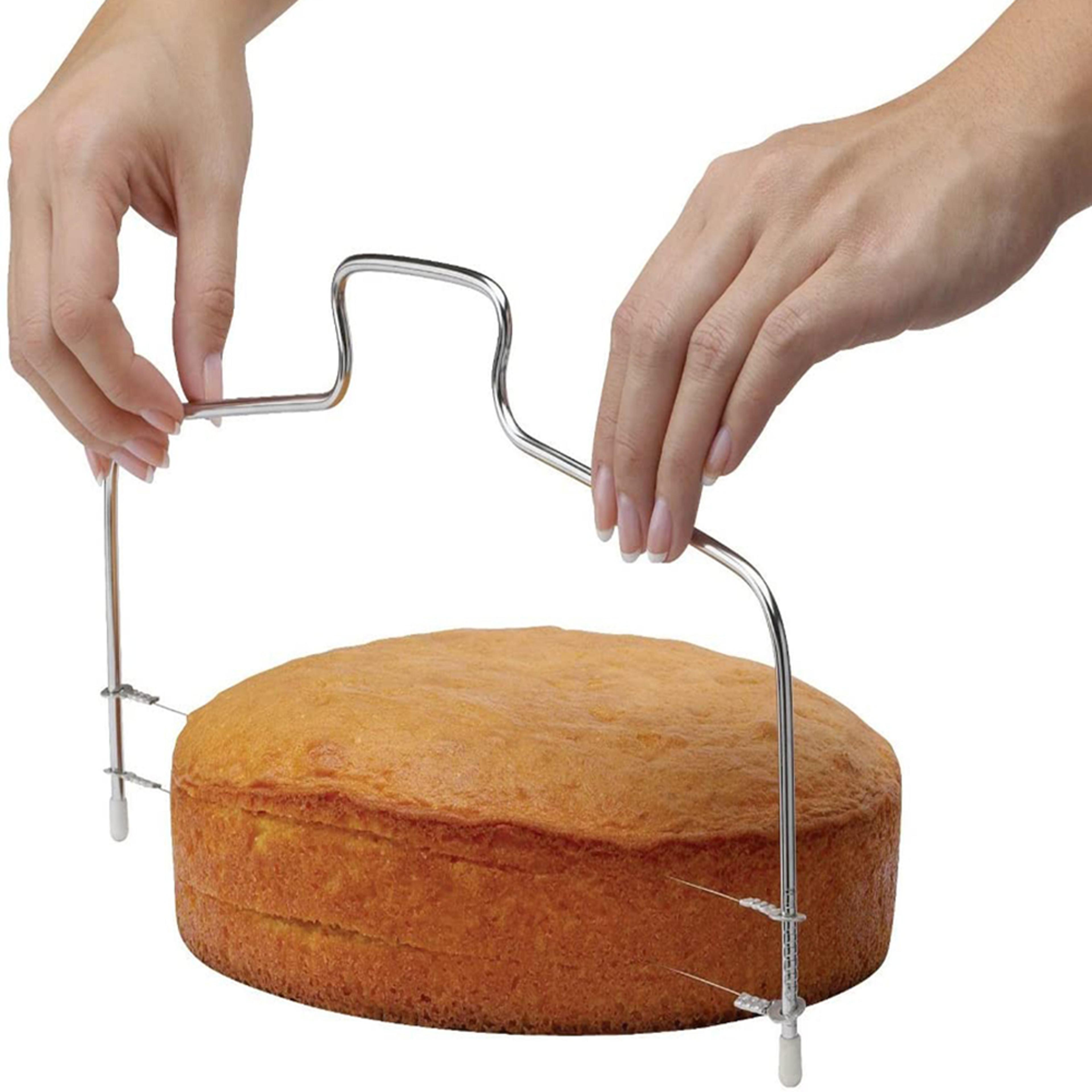 adjustable cake decorating tools 1pc, stainless steel double layer cake slicer, bakery accessories, pastry tools