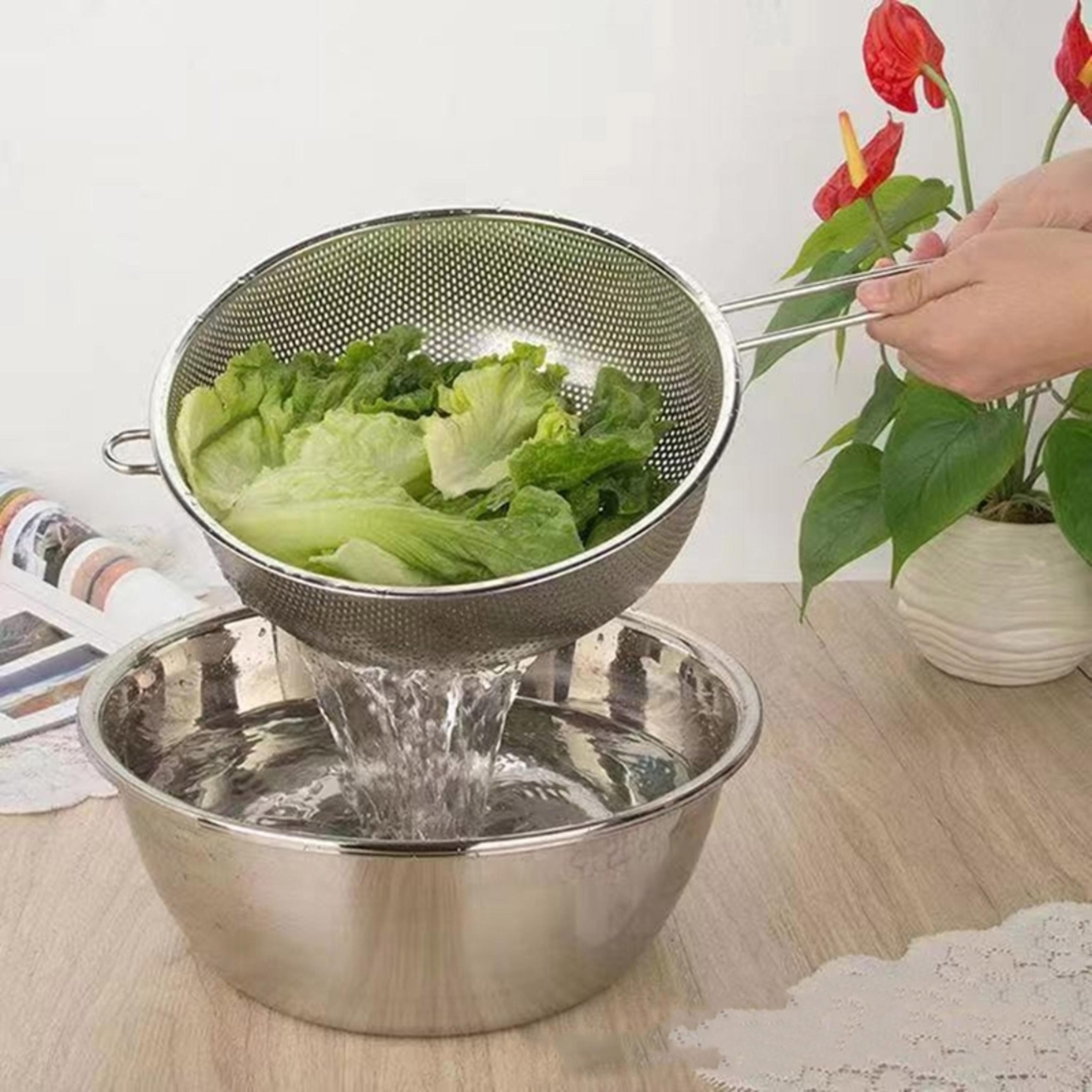 Portable Stainless Steel Colander Basket Multipurpose Strainer For Kitchens Comfortable Grip 2