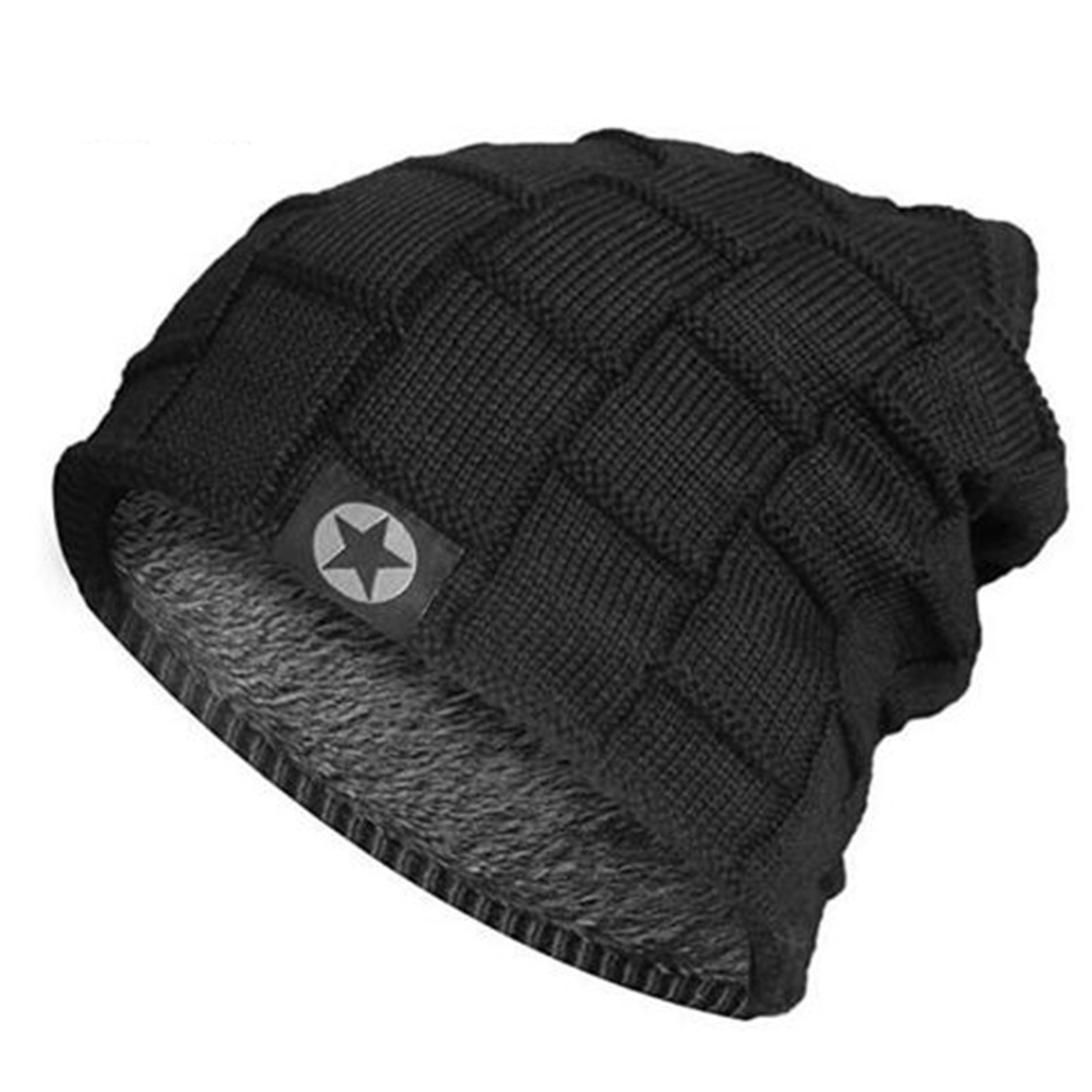 knit wool warm winter hat, new unisex fleece lined beanie hat, thick soft stretch hat for men and women