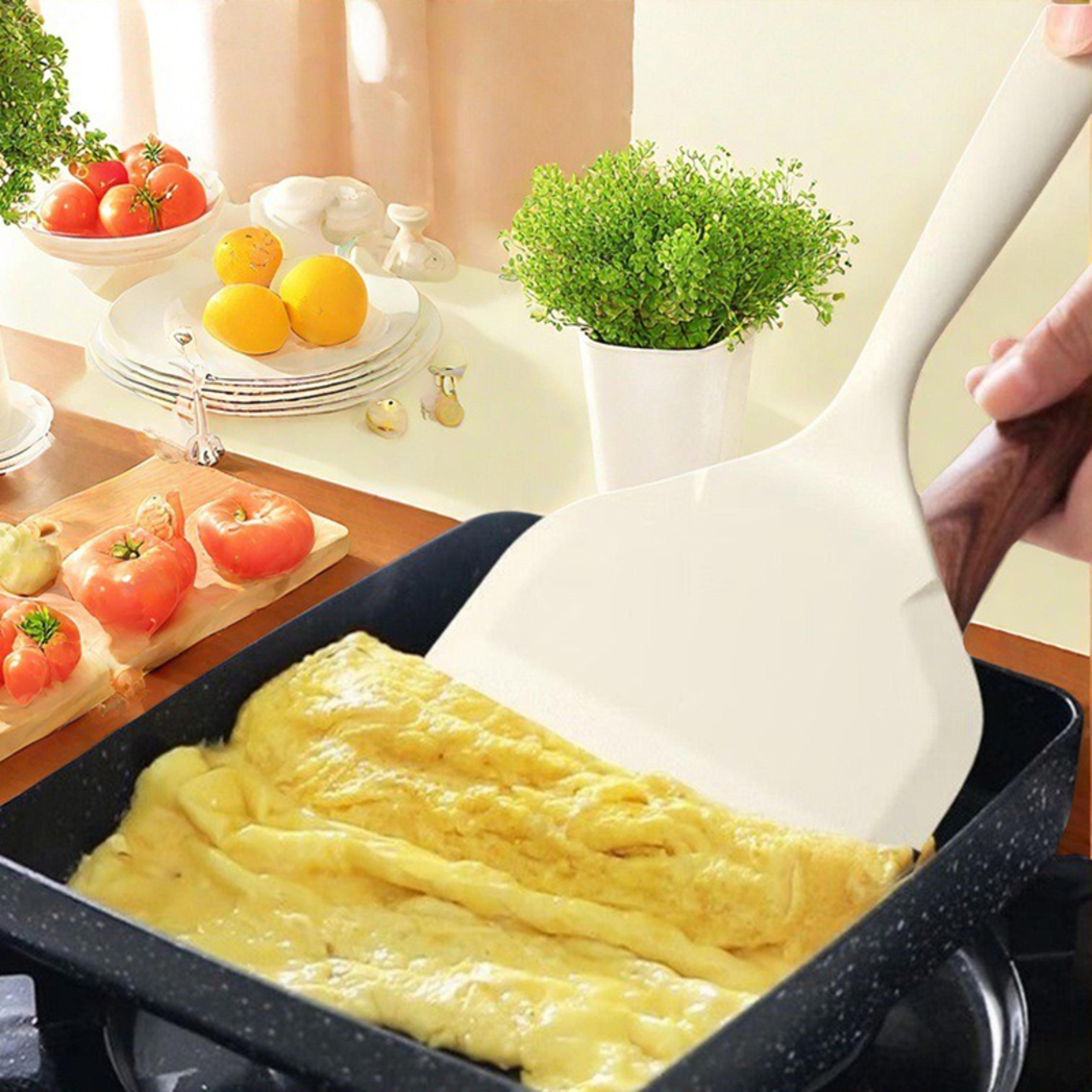 kitchen utensils silicone spatula scraper, non-stick frying pan, heat resistant pancake baking scoop