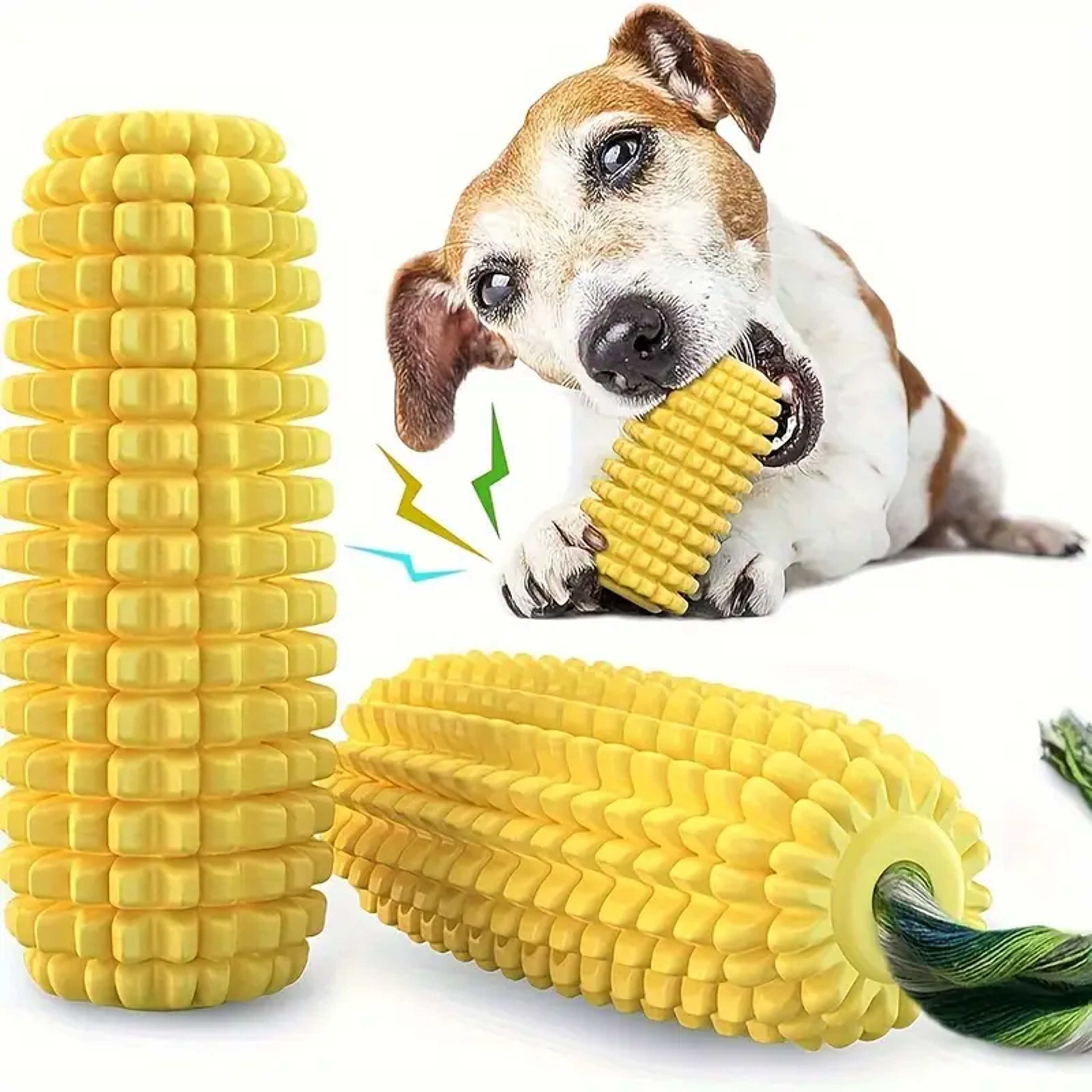 tough durable squeaky interactive dog toys, puppy teeth chew corn stick toy for small large dogs