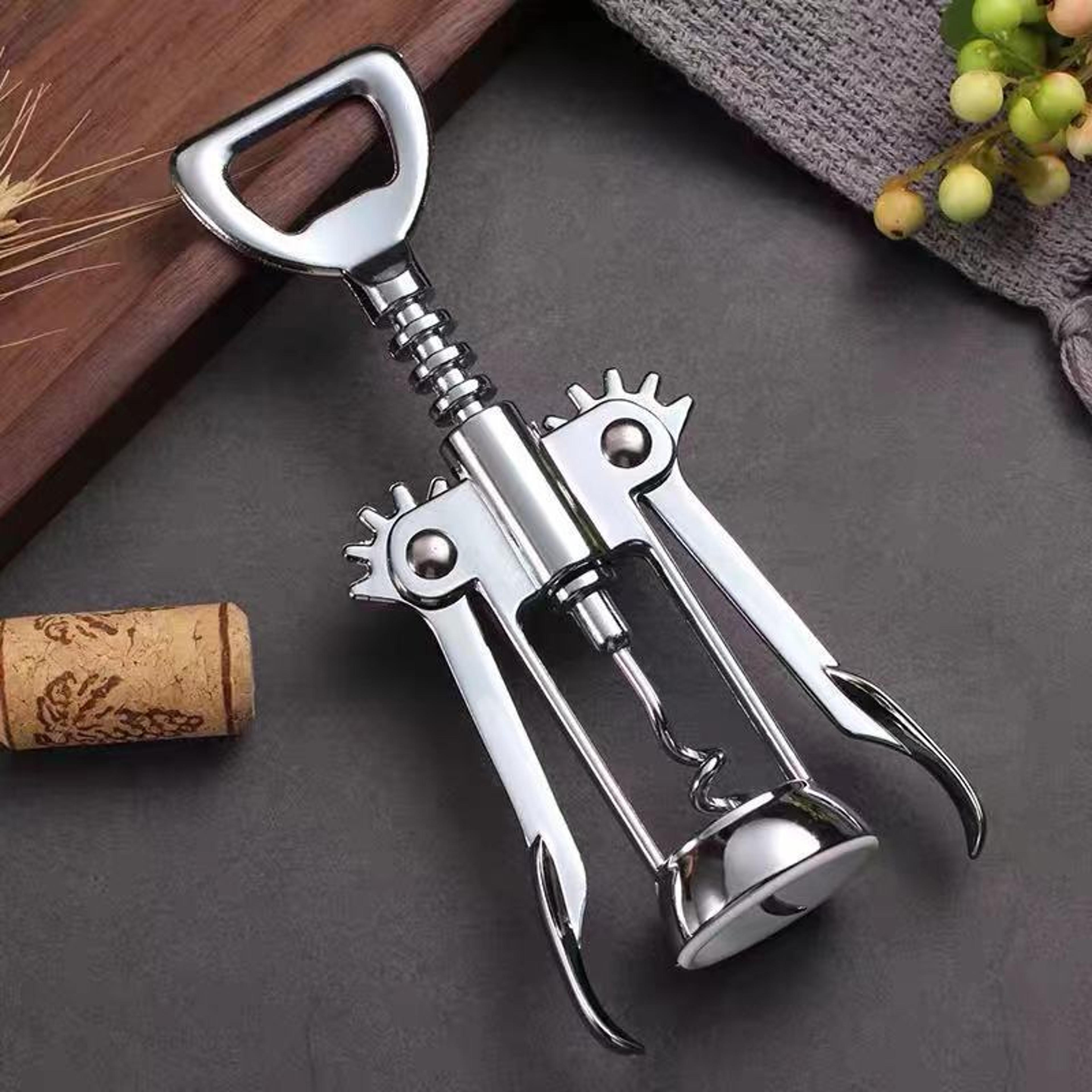red wine opener wing type, stainless steel wine opener, metal sommeliers corkscrew, bottle openers corkscrews