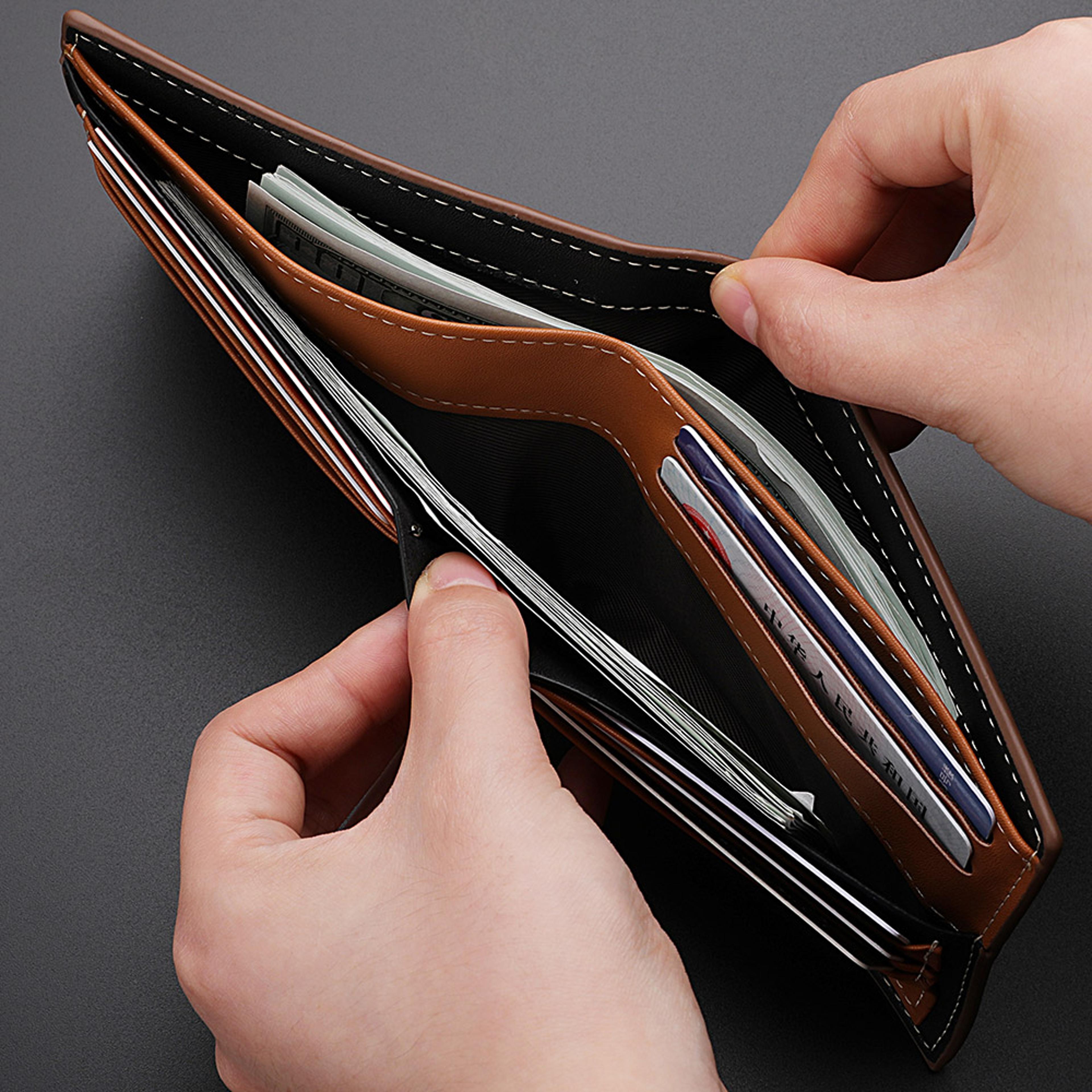 Mens Wallet Casual Wallet For Men Multislot Credit Card Holder Short PU Leather Wallet 4