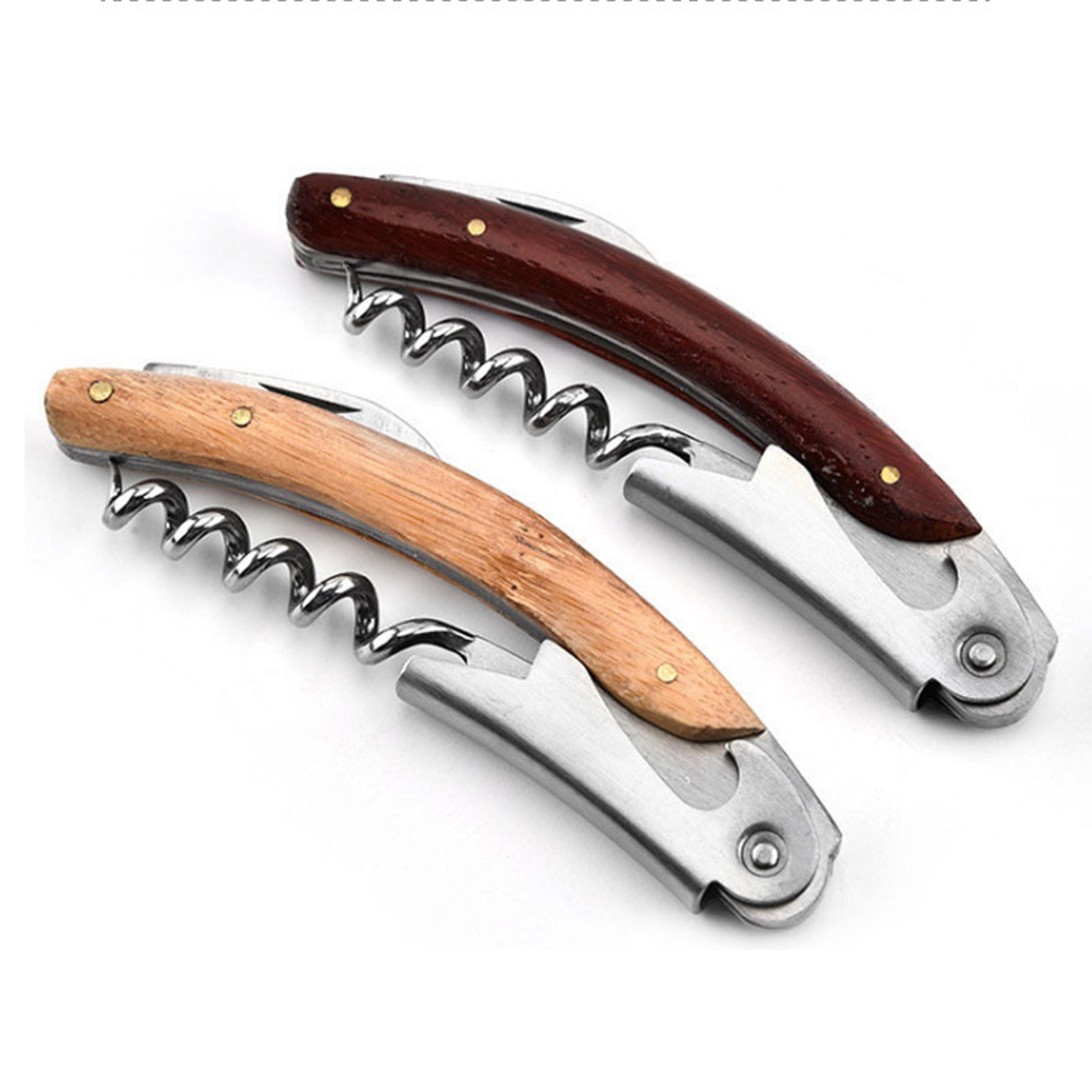 multifunctional wine corkscrew with wooden handle, shrimp head knife, premium wine supplies for home bar