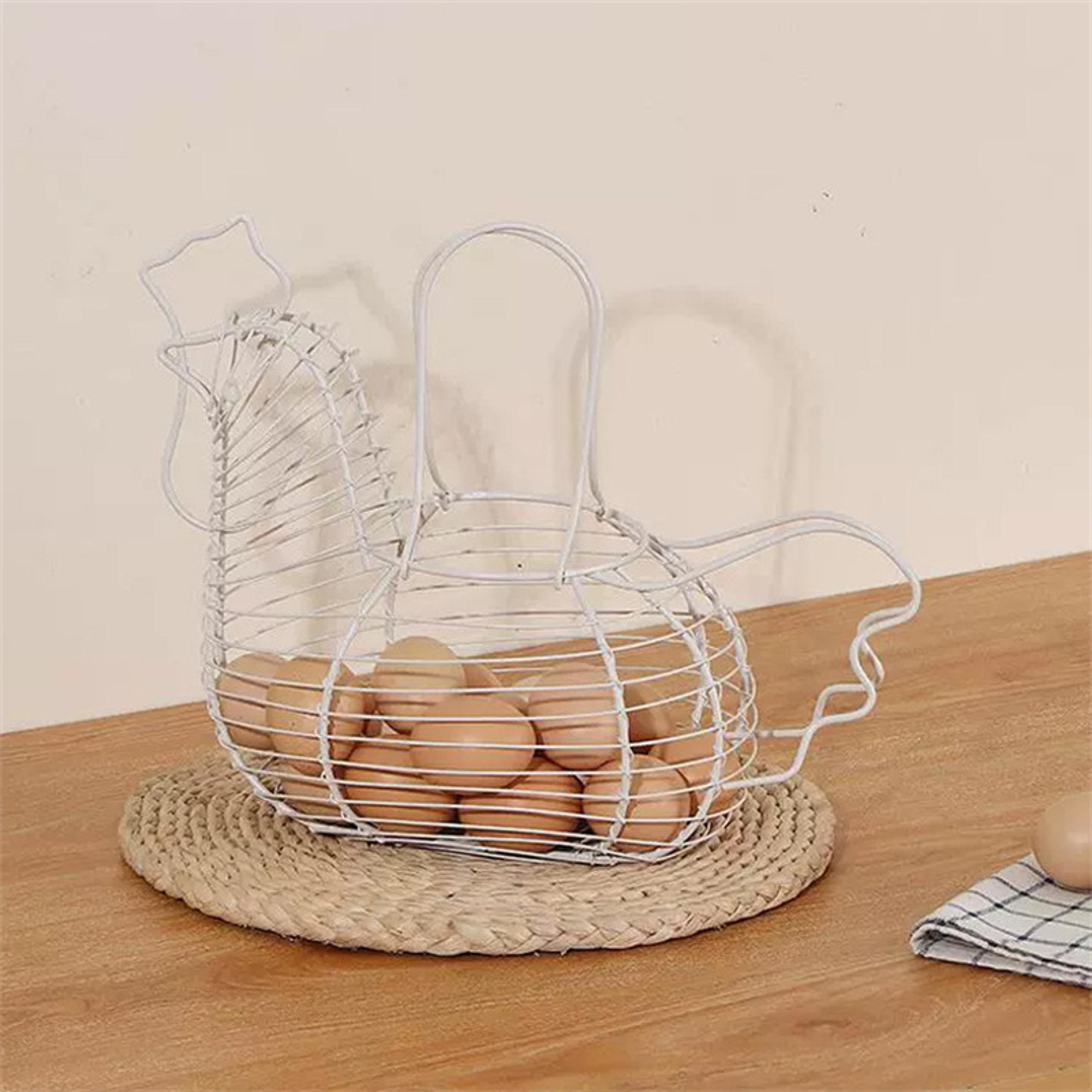 Iron Art Egg Storage Basket Chicken Shaped Organizer For Fruits Vegetables And Kitchen Storage 1