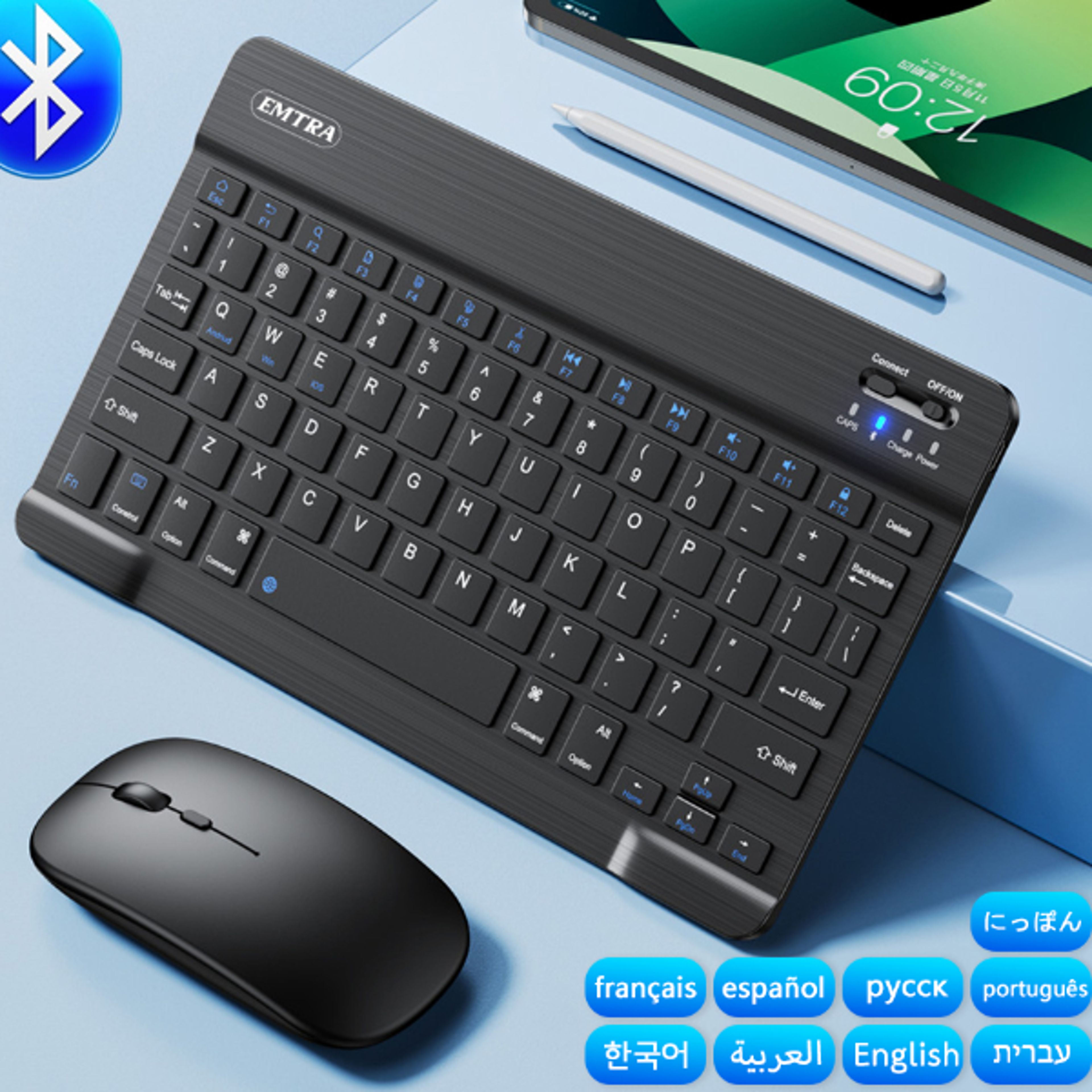 wireless bluetooth keyboard and mouse for ios android windows tablets, compatible with all type of pc