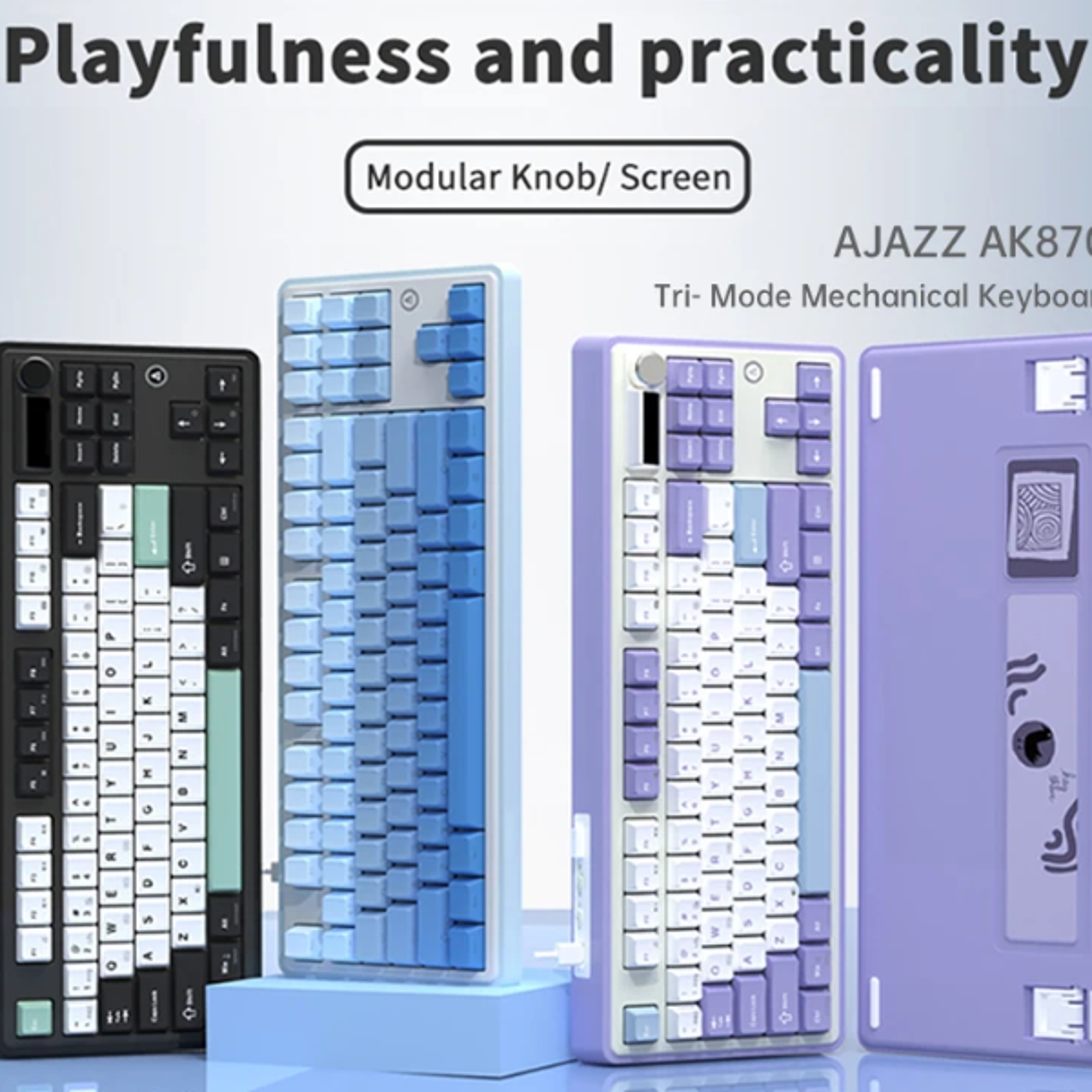 wireless rgb gaming mechanical keyboard, , tft screen, bluetooth , wired, hot swap