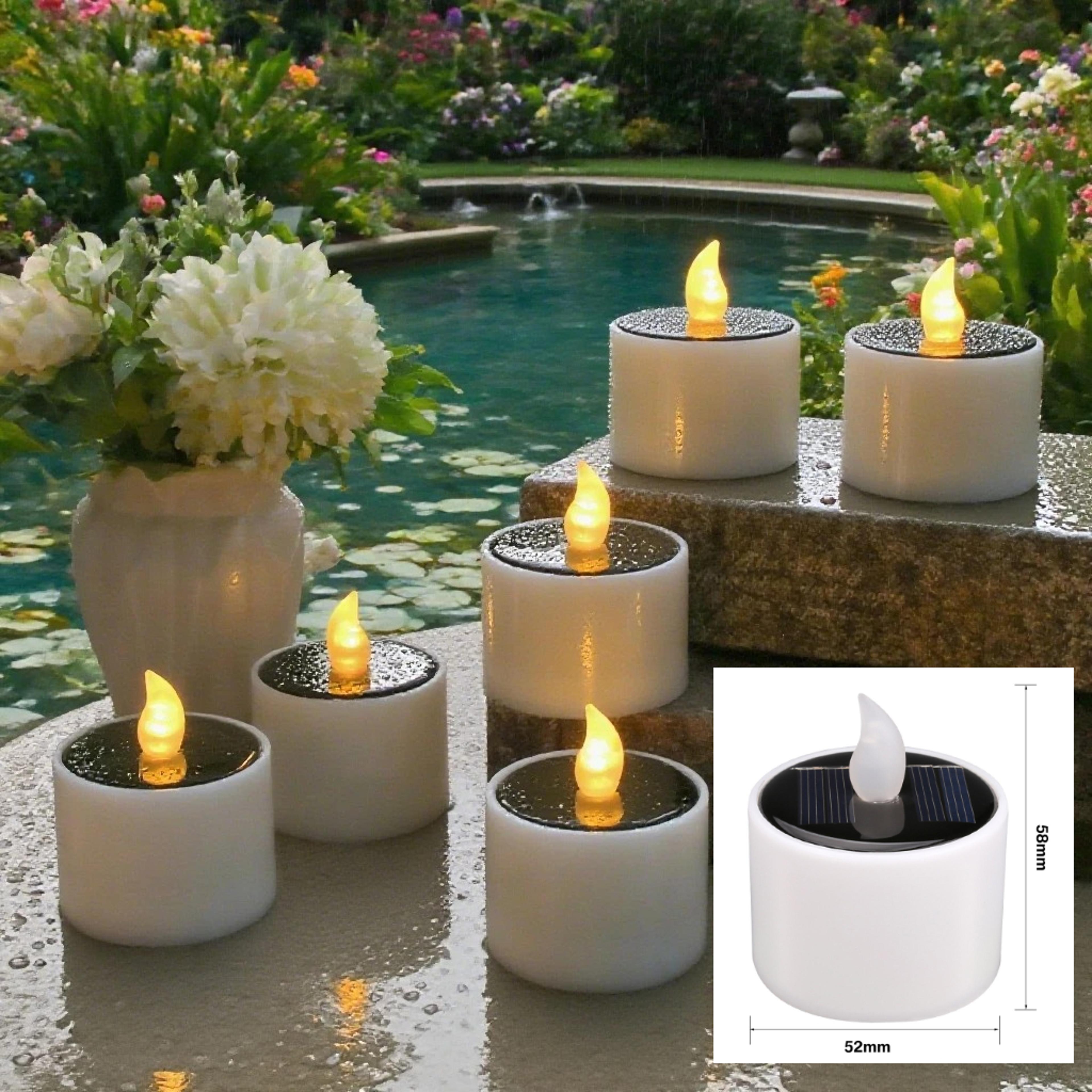 Solar Candles Waterproof Reusable LED Tea Light Candles Dusk To Dawn Lighting For Lanterns Garden 1