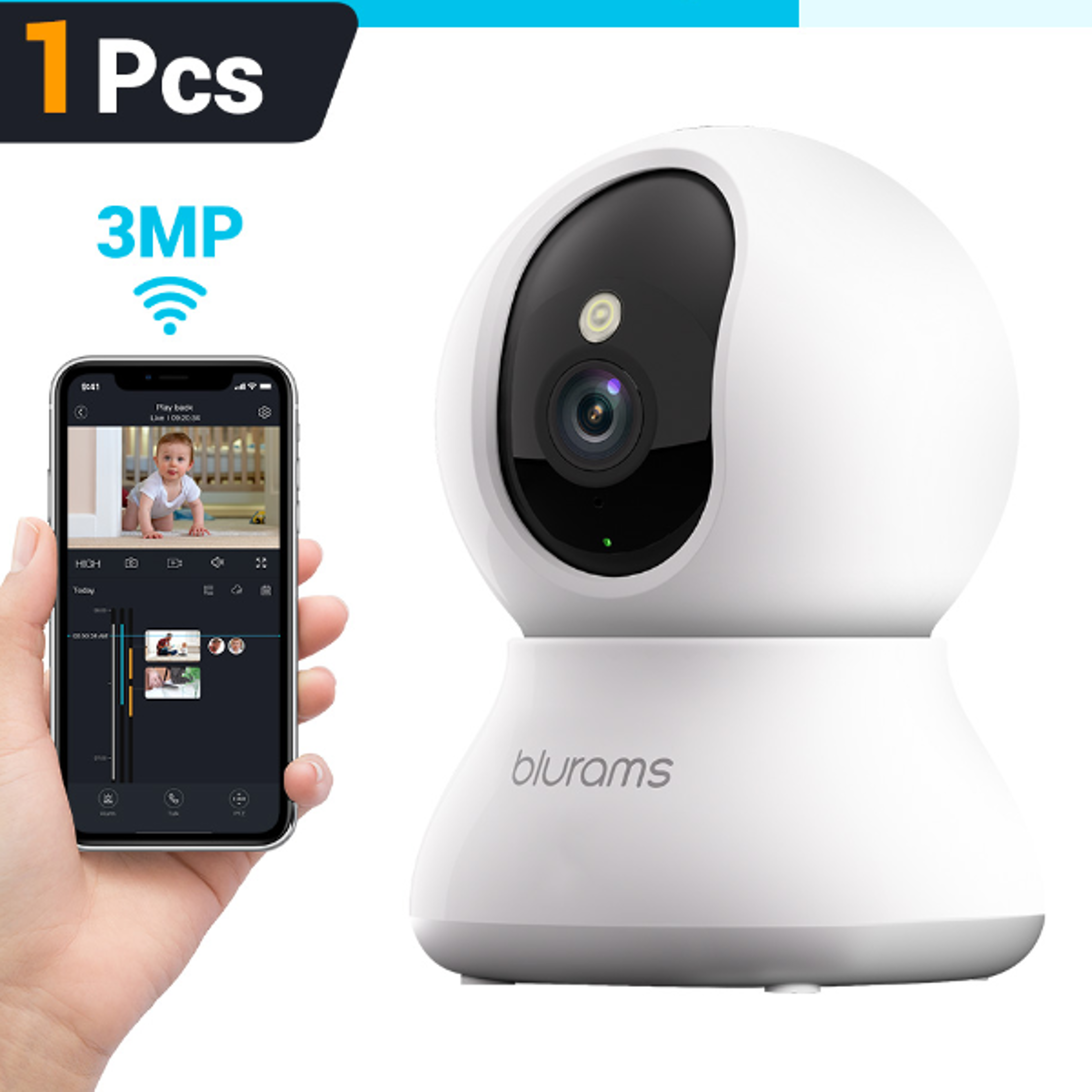 baby monitor camera with motion detection, home security camera, two-way audio, easy setup