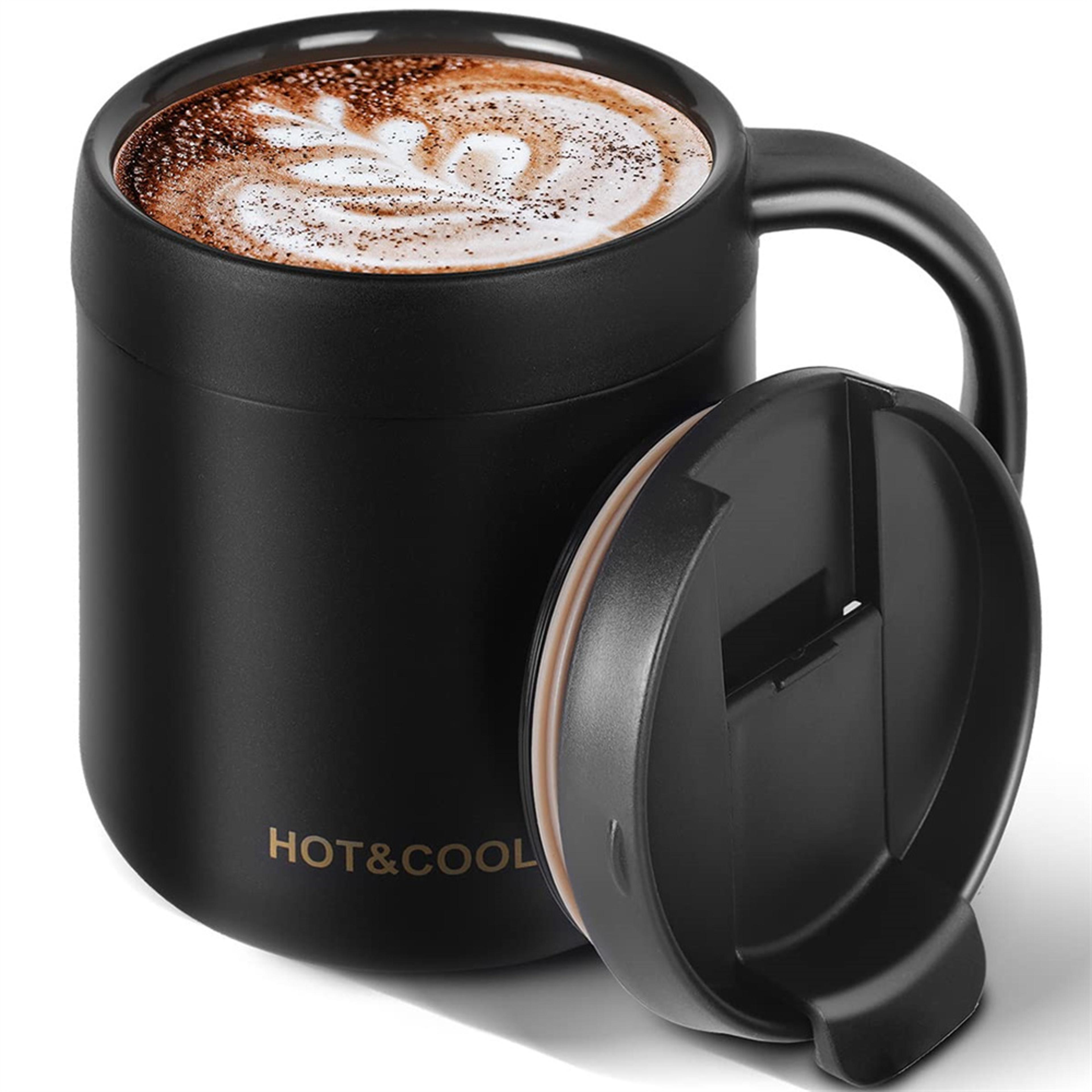 stainless steel insulated coffee mug with handle, thermal tea cup for coffee, travel, office