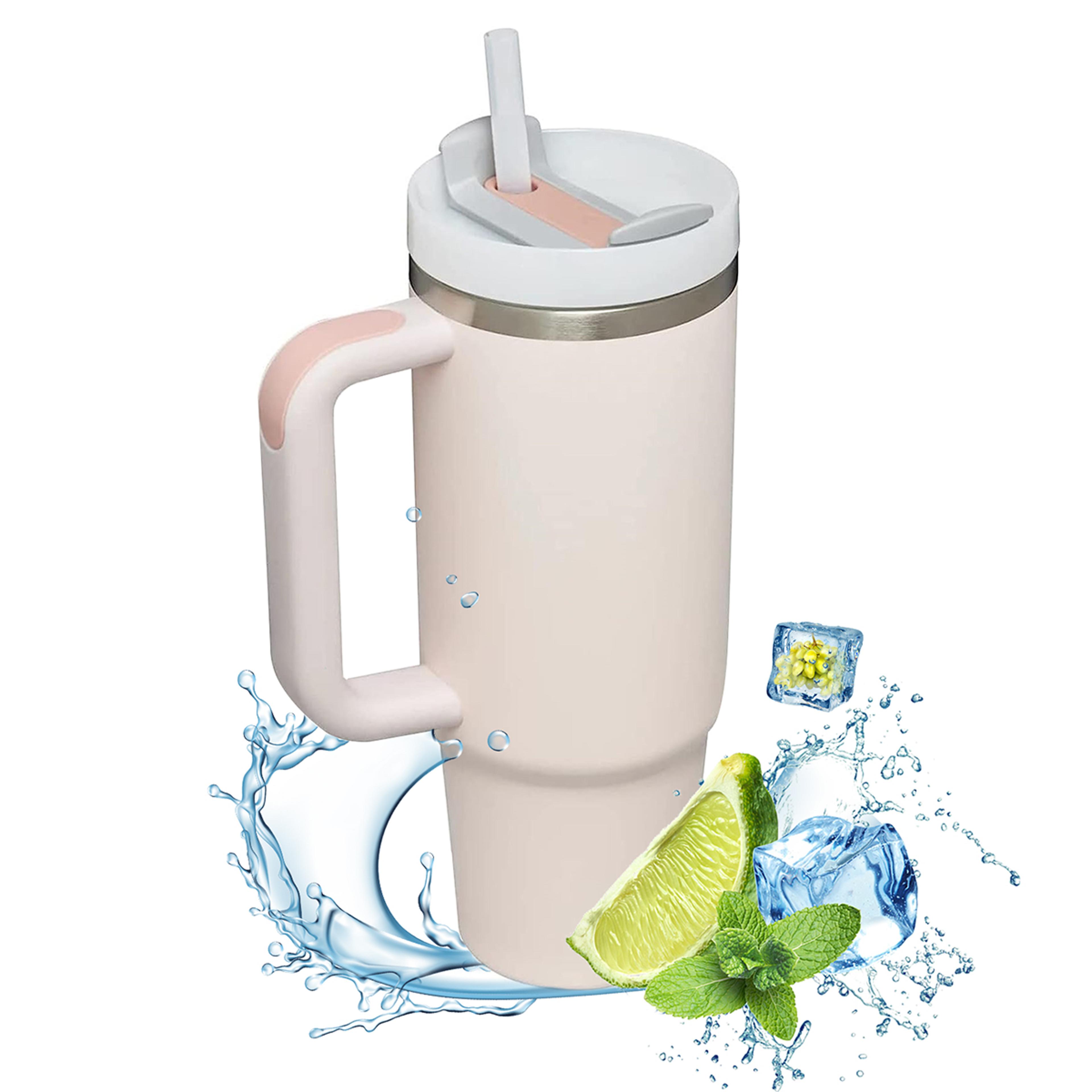 metal stainless steel insulated tumbler, large thermal mug with handle, vacuum straw cup for hot and cold coffee, portab