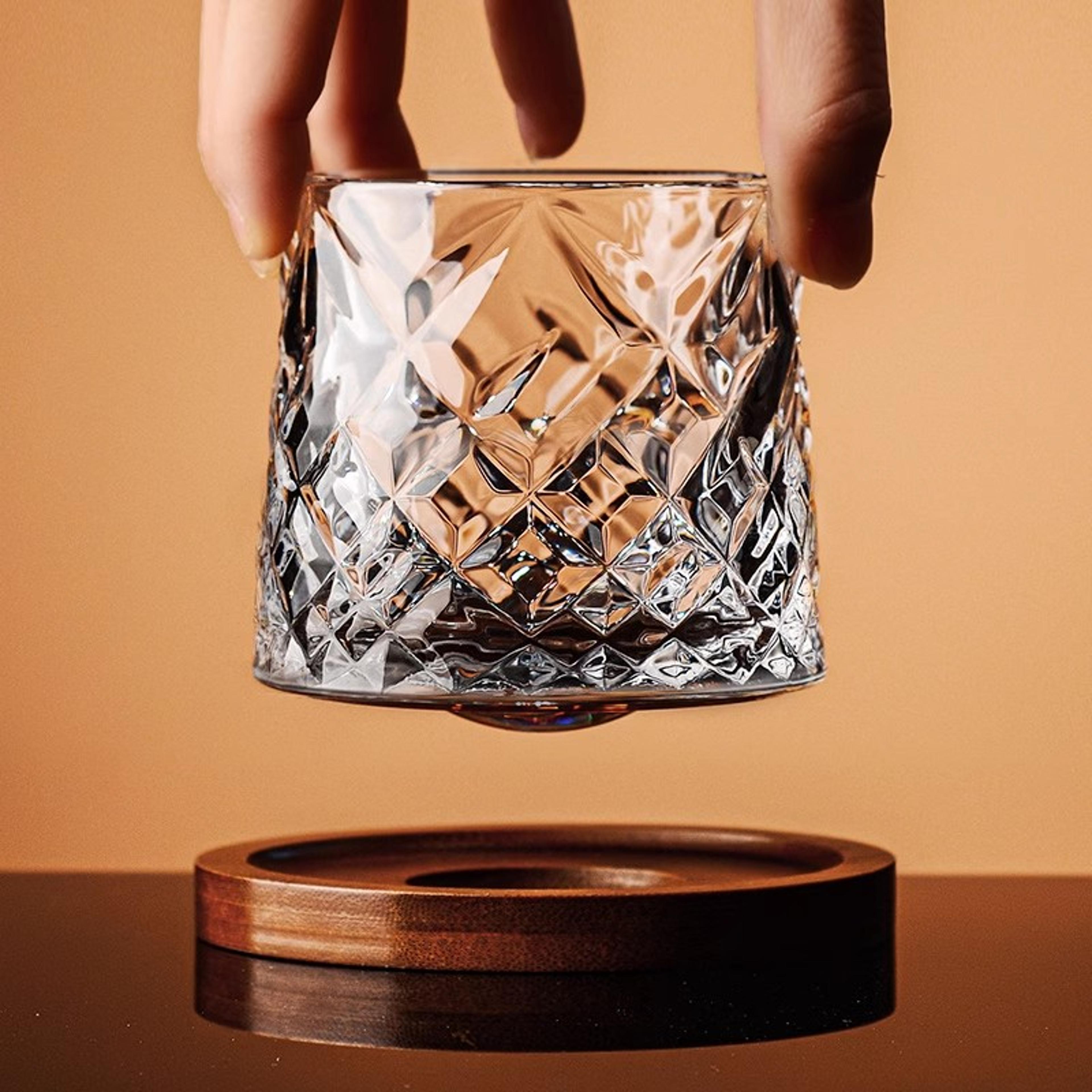 Crystal Whiskey Glasses Rotating Spinning Tumbler Whiskey Glass With Base Wine Brandy Glass Cup Dri 1